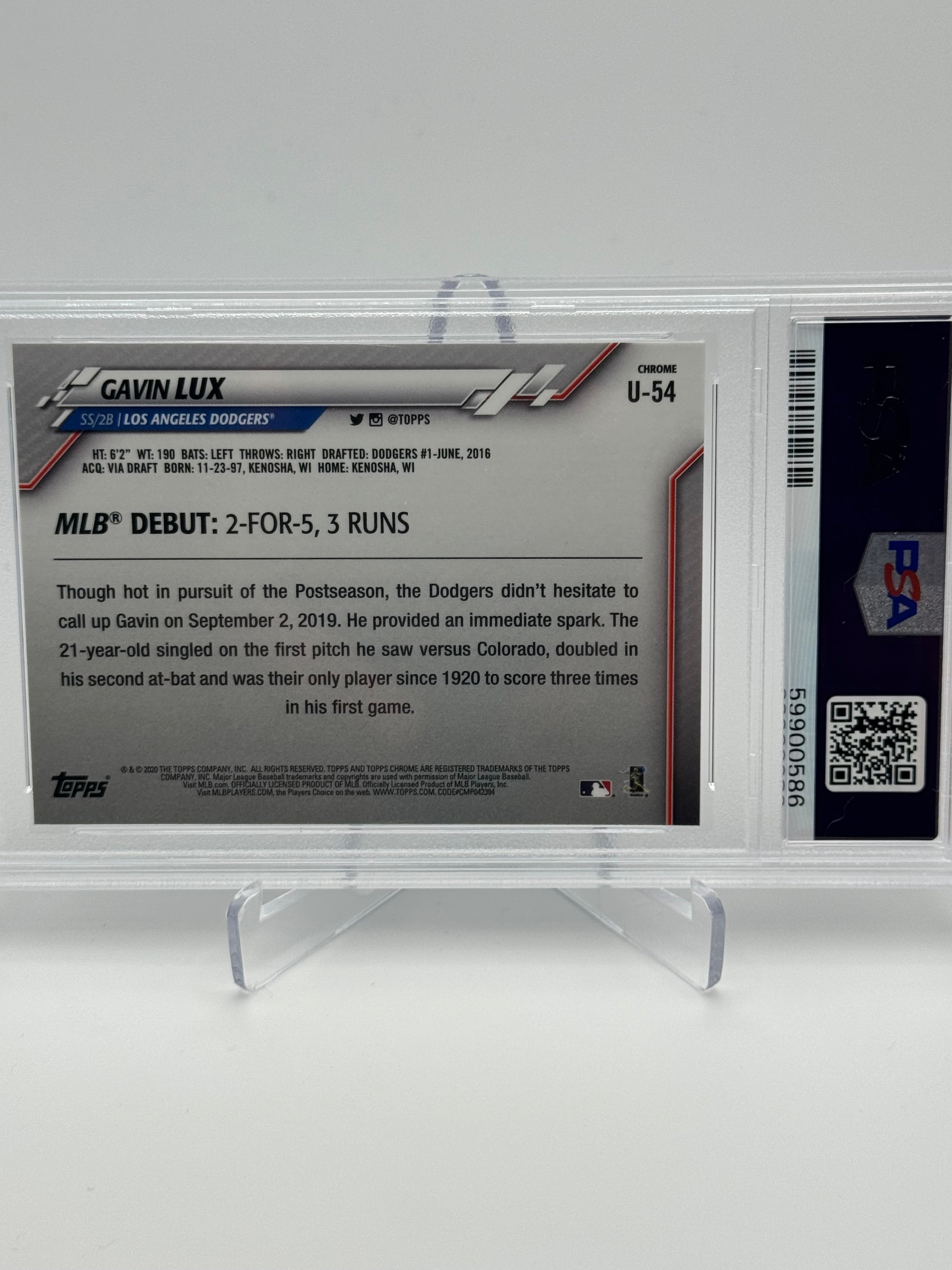 2020 Topps Chrome Update Gavin Lux #U54 PSA 9