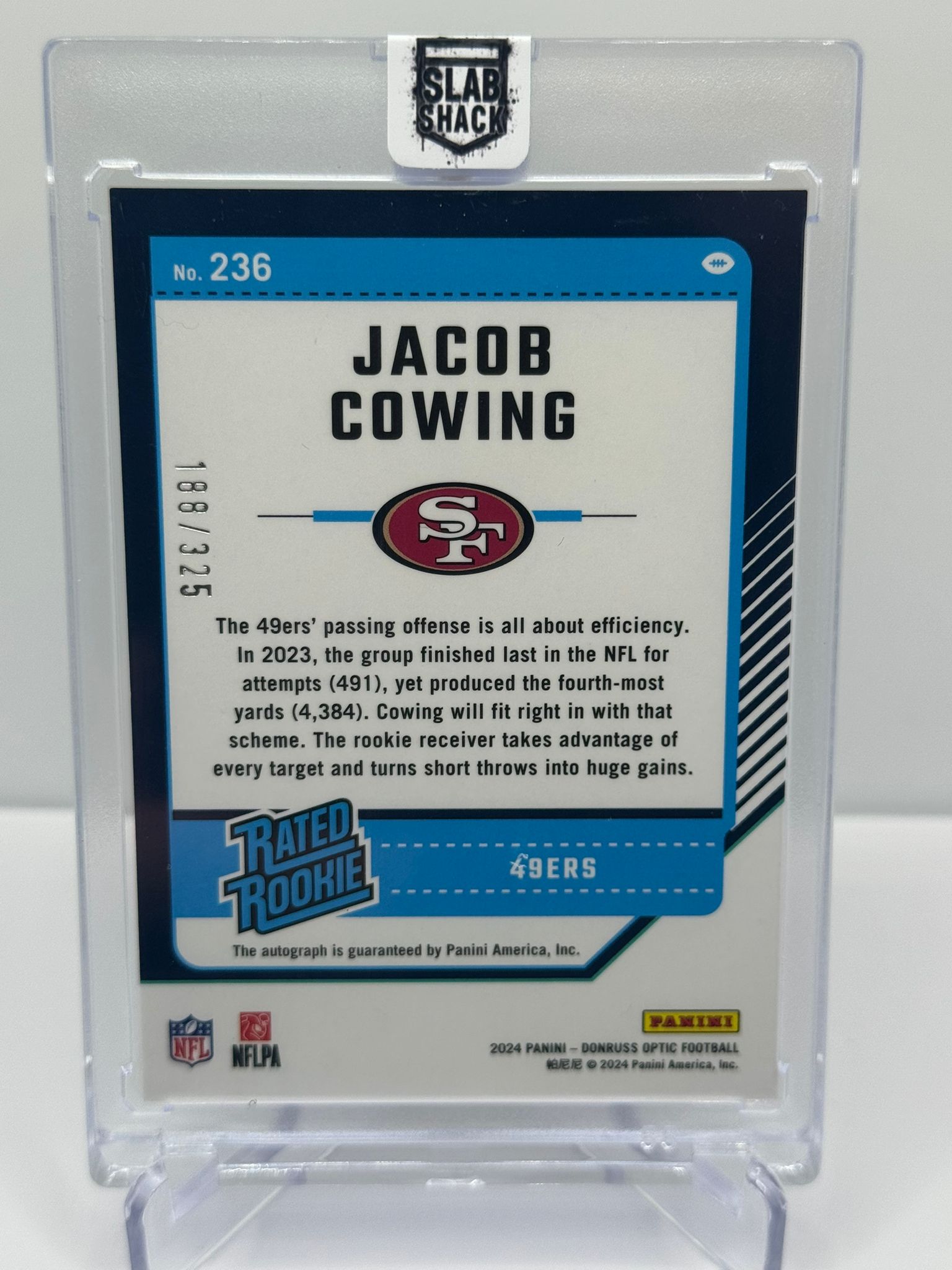 2024 PANINI DONRUSS OPTIC JACOB COWING RATED ROOKIE AUTO /325 RC