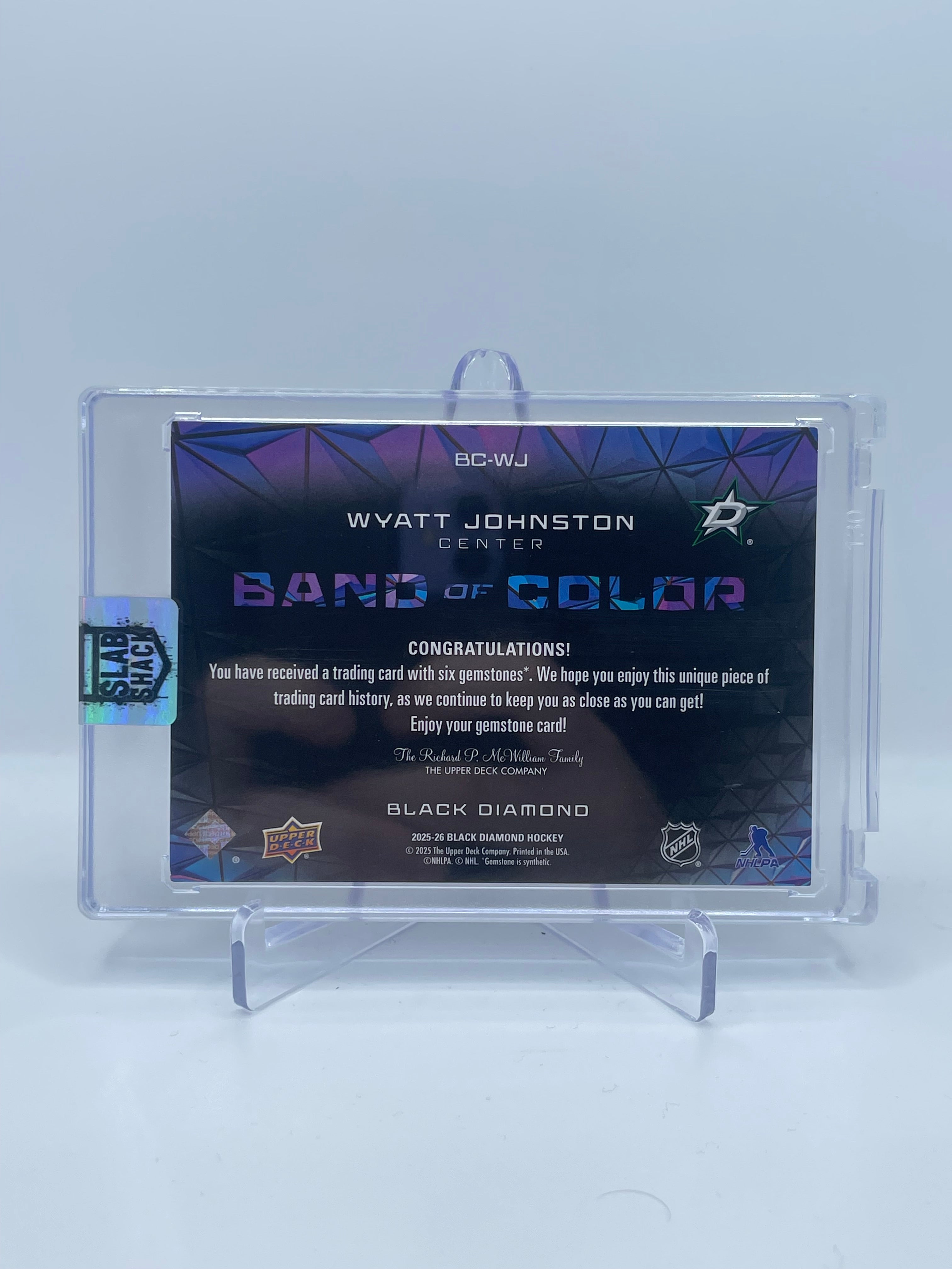 2025 UPPER DECK BLACK DIAMOND WYATT JOHNSTON BAND OF COLOR /25