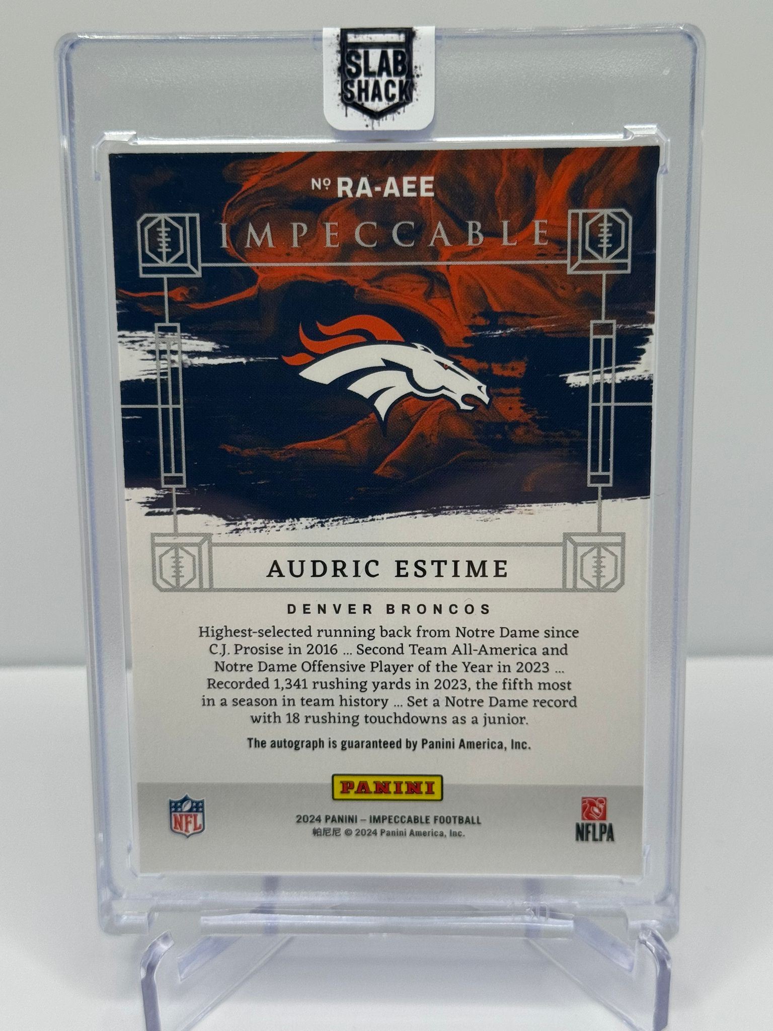 2024 PANINI IMPECCABLE AUDRIC ESTIME RED ROOKIE AUTO /75 RC BRONCOS
