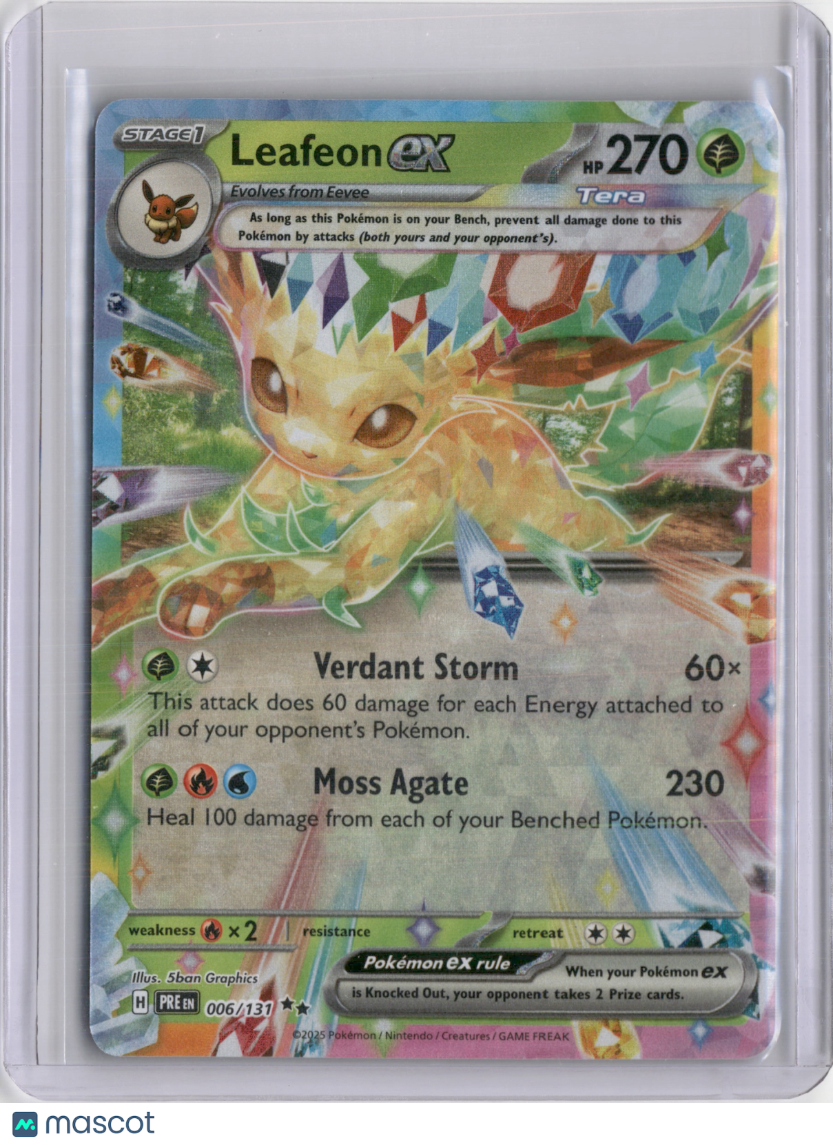 2025 PRISMATIC EVOLUTIONS LEAFEON EX DOUBLE RARE #006/131