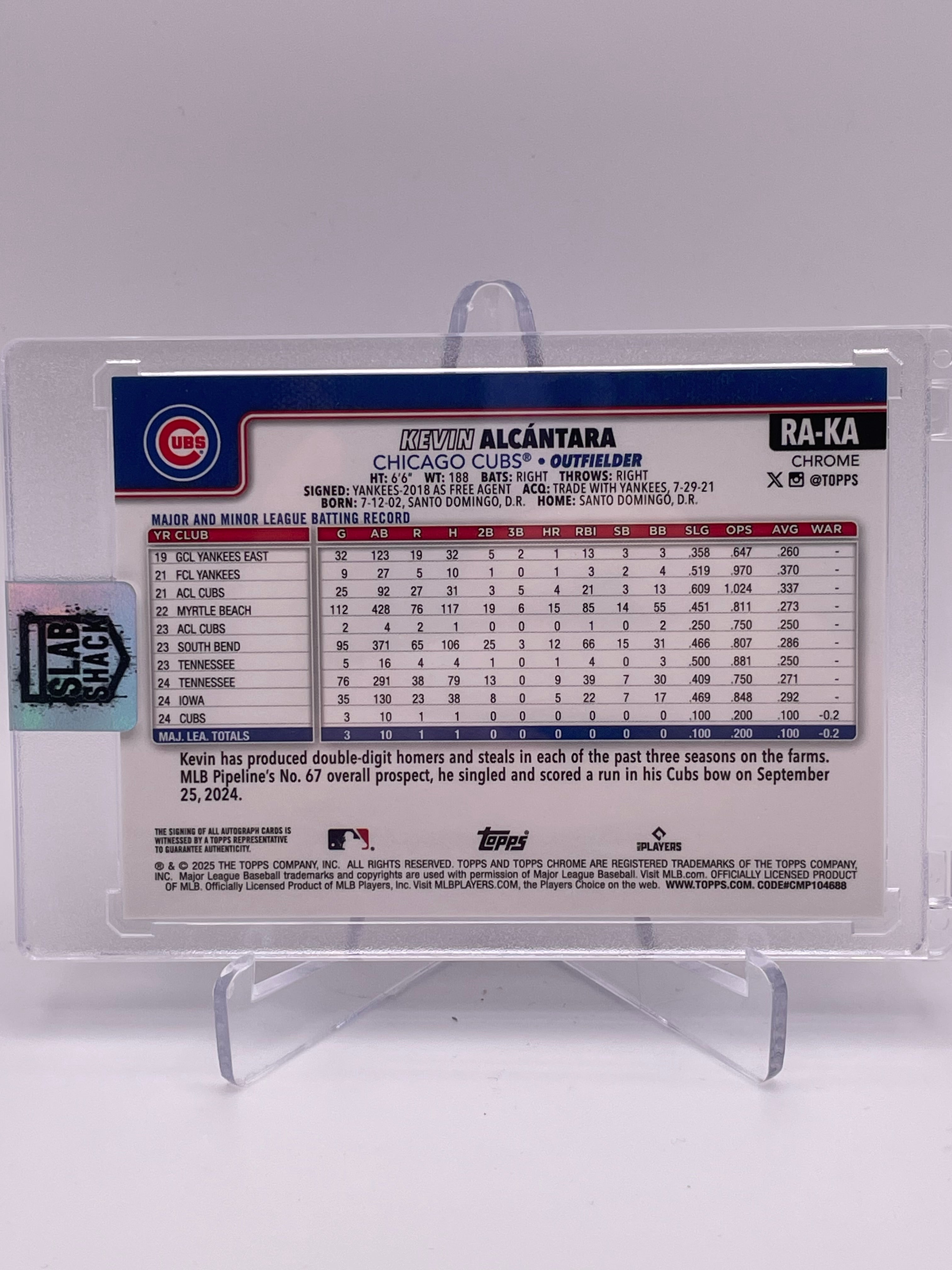 2025 TOPPS CHROME KEVIN ALCANTARA ROOKIE AUTO RC