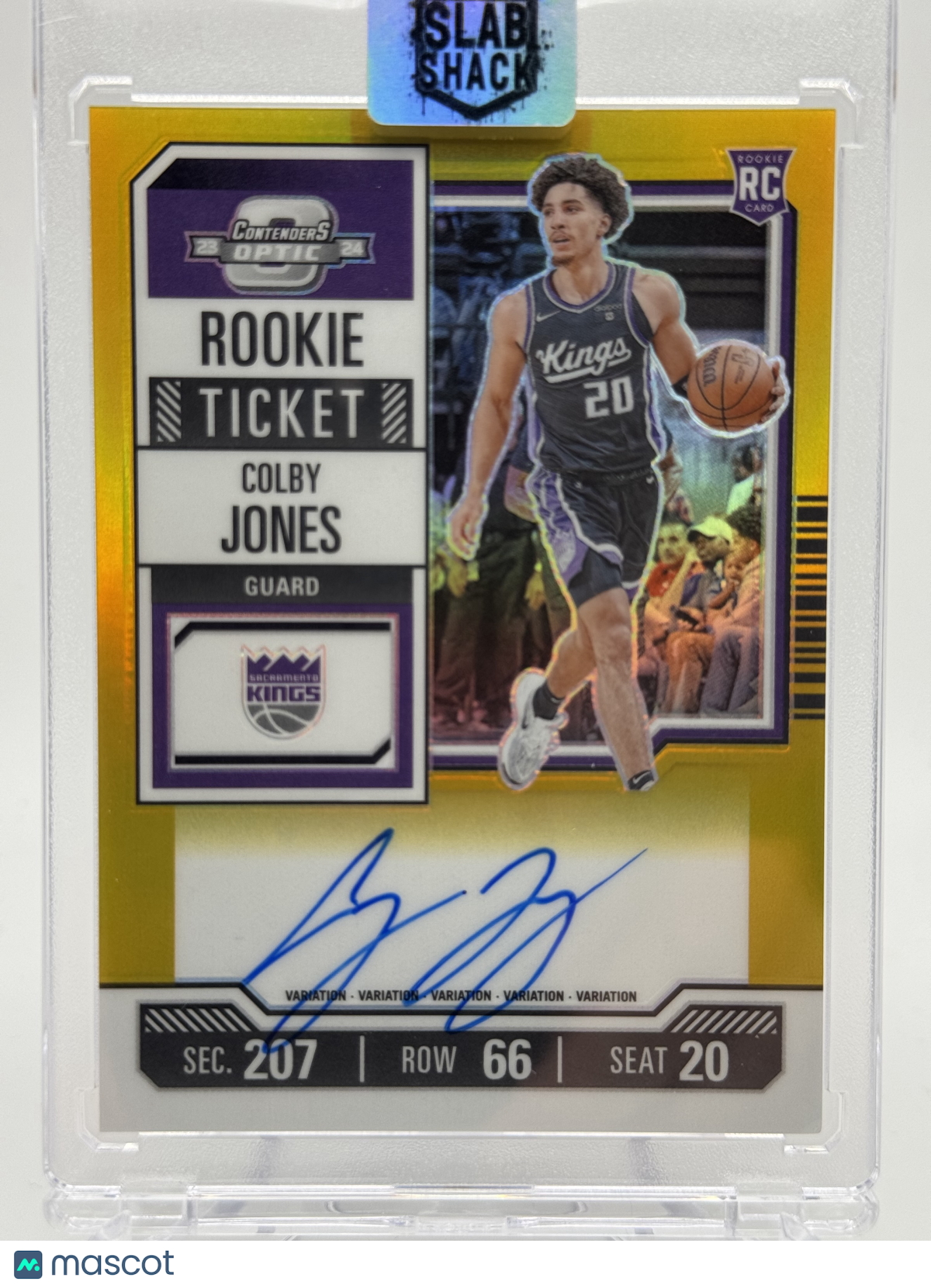 2024 PANINI CONTENDERS OPTIC COLBY JONES GOLD PRIZM ROOKIE TICKET /10 AUTO RC