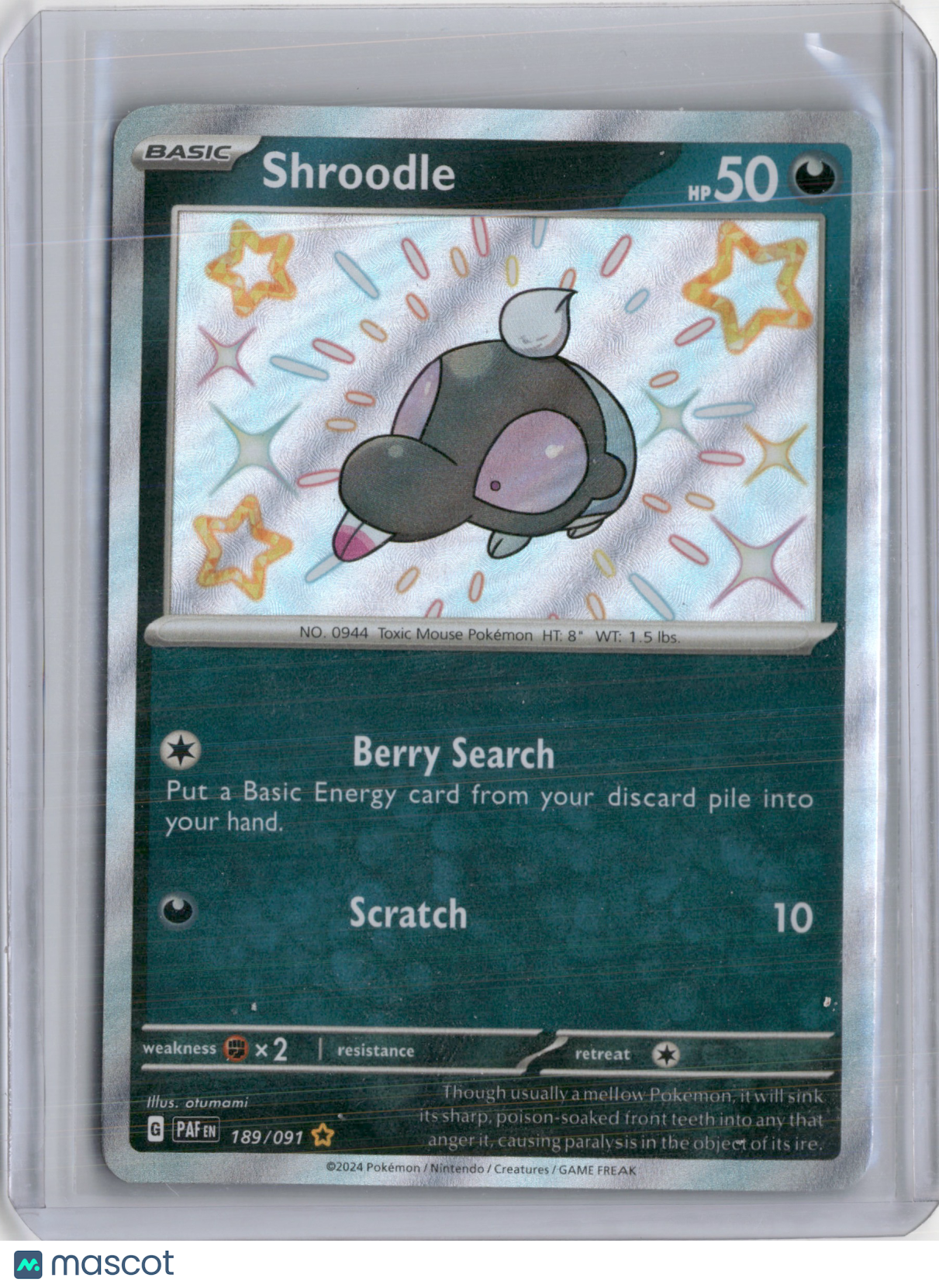 2024 PALDEAN FATES SHROODLE SHINY RARE #189/091
