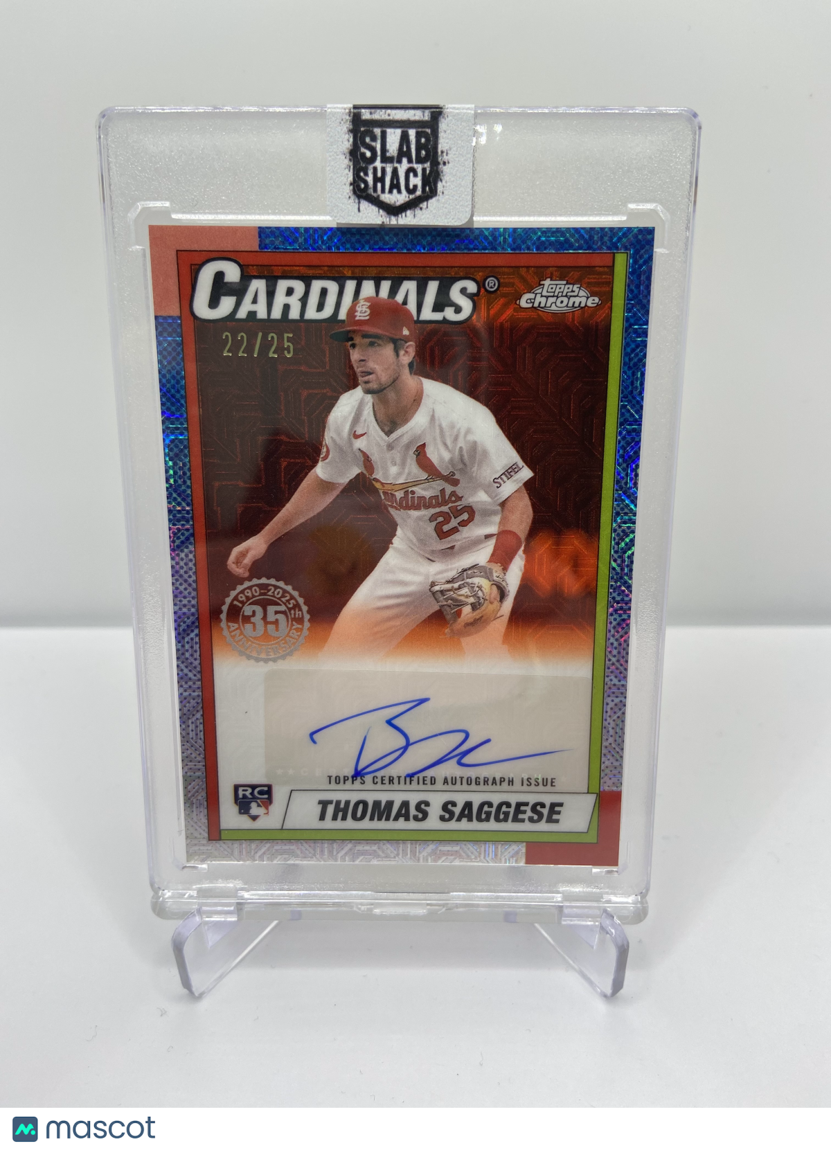 2025 TOPPS THOMAS SAGGESE 1990 AUTO ORANGE SILVER PACK REFRACTOR /25