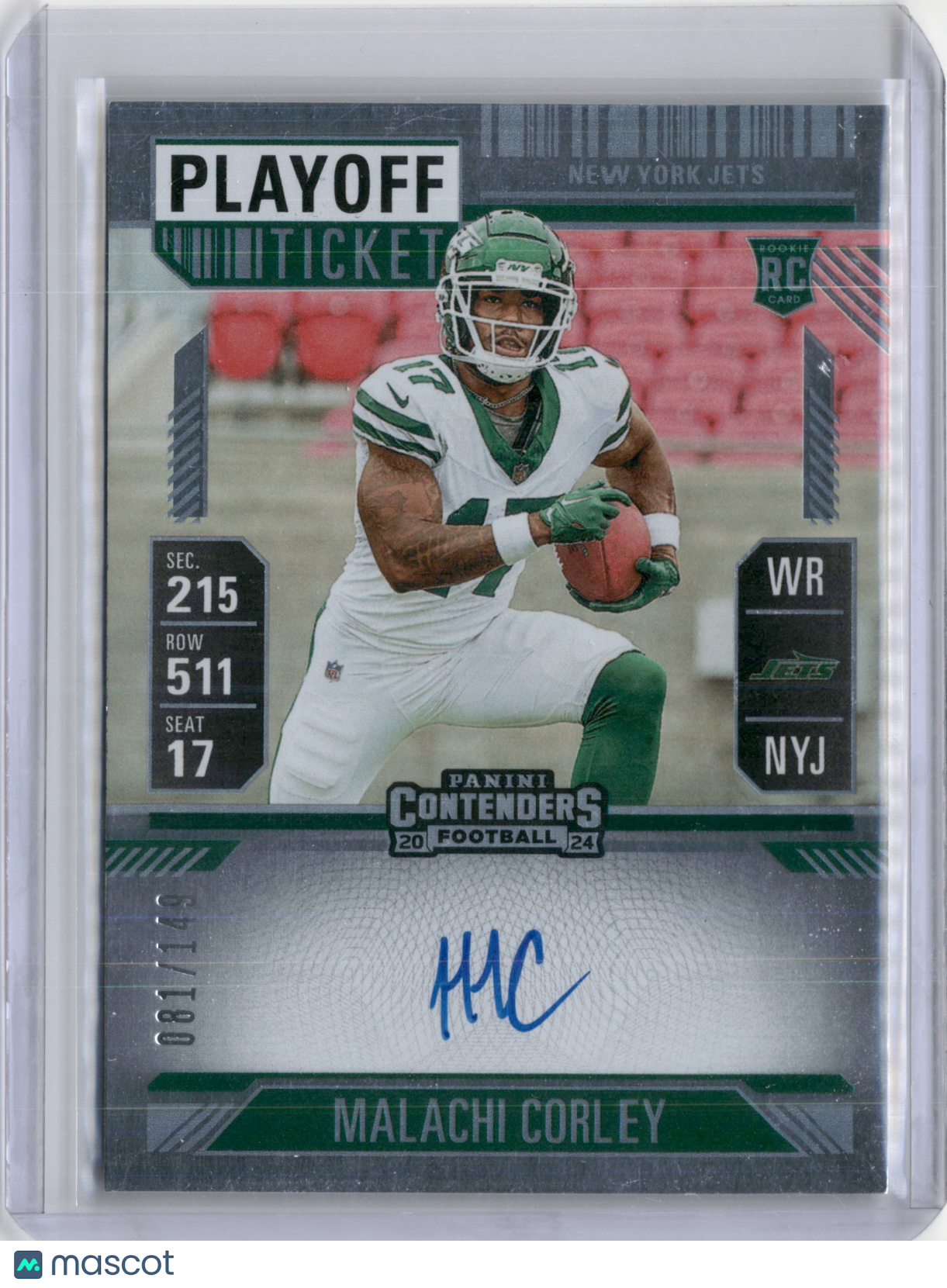 2024 CONTENDERS MALACHI CORLEY PLAYOFF TICKET ROOKIE AUTO RC /149