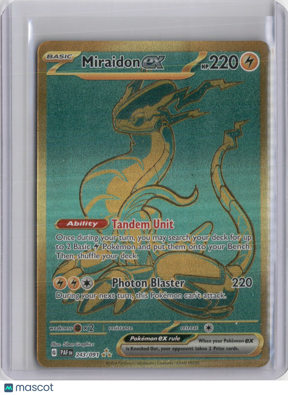 2024 PALDEAN FATES MIRAIDON EX GOLD HYPER RARE #243 EN PAF