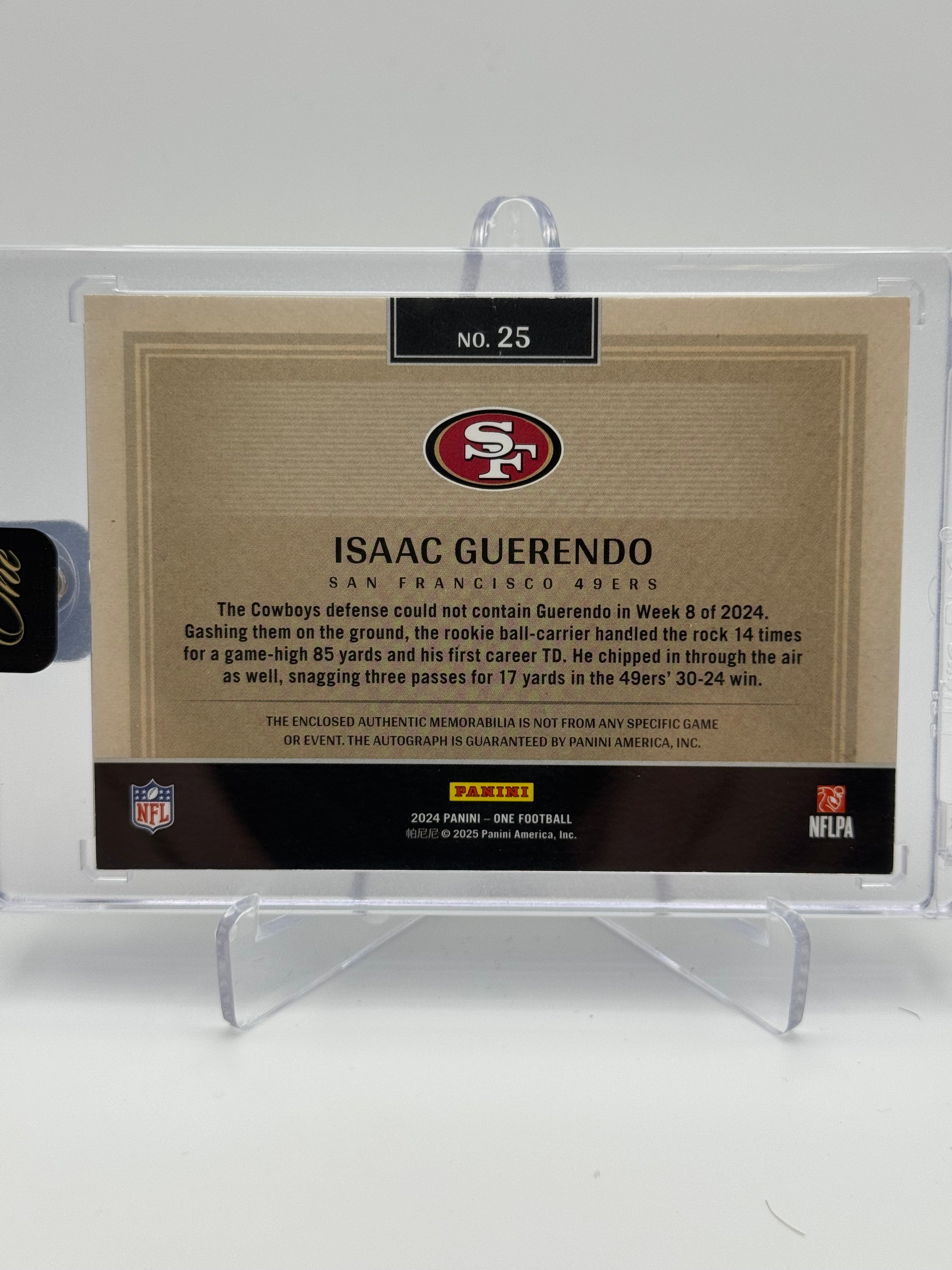 2024 PANINI ONE ISAAC GUERENDO ROOKIE PATCH AUTO RPA /199 RC