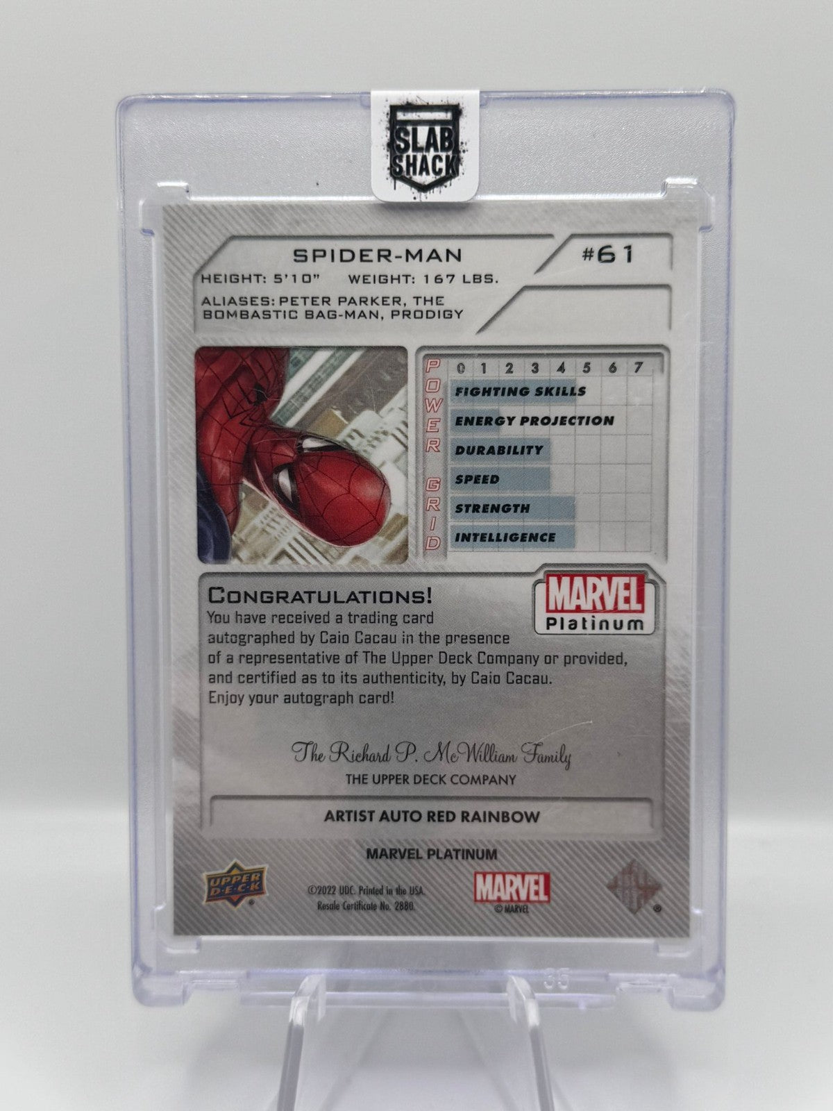 2023 Marvel Platinum Red Rainbow Artist Spider-Man Caio Cacau #61 Auto