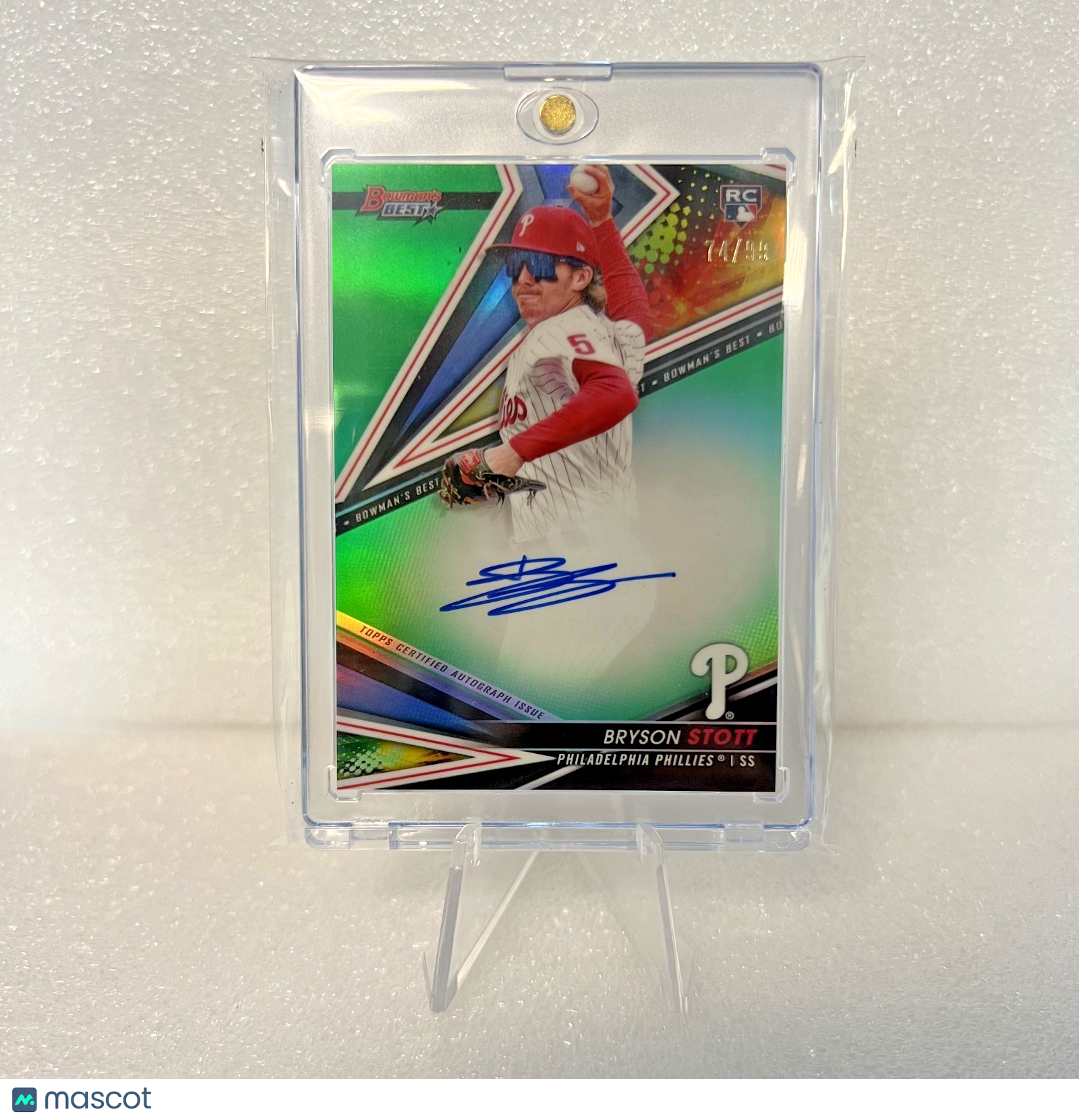 2022 Bowman's Best #B22-BS Bryson Stott /99 Auto RC Green Refractor SP Phillies