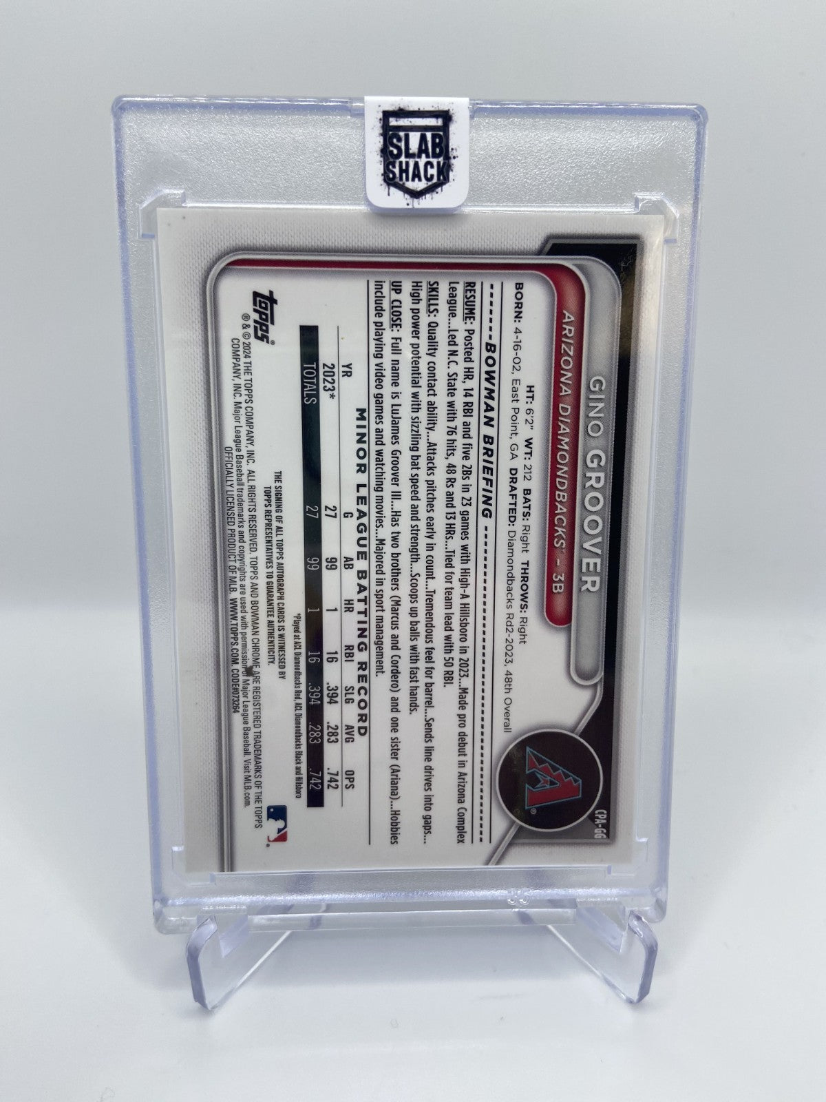 2024 Bowman Gino Groover 1st Chrome Prospect Auto RC