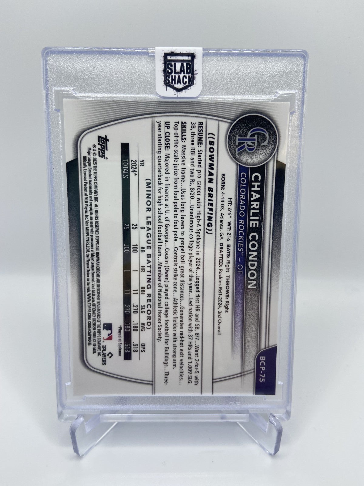 2025 Bowman Charlie Condon 1st Chrome Prospect Lava Refractor /399 RC Rookie