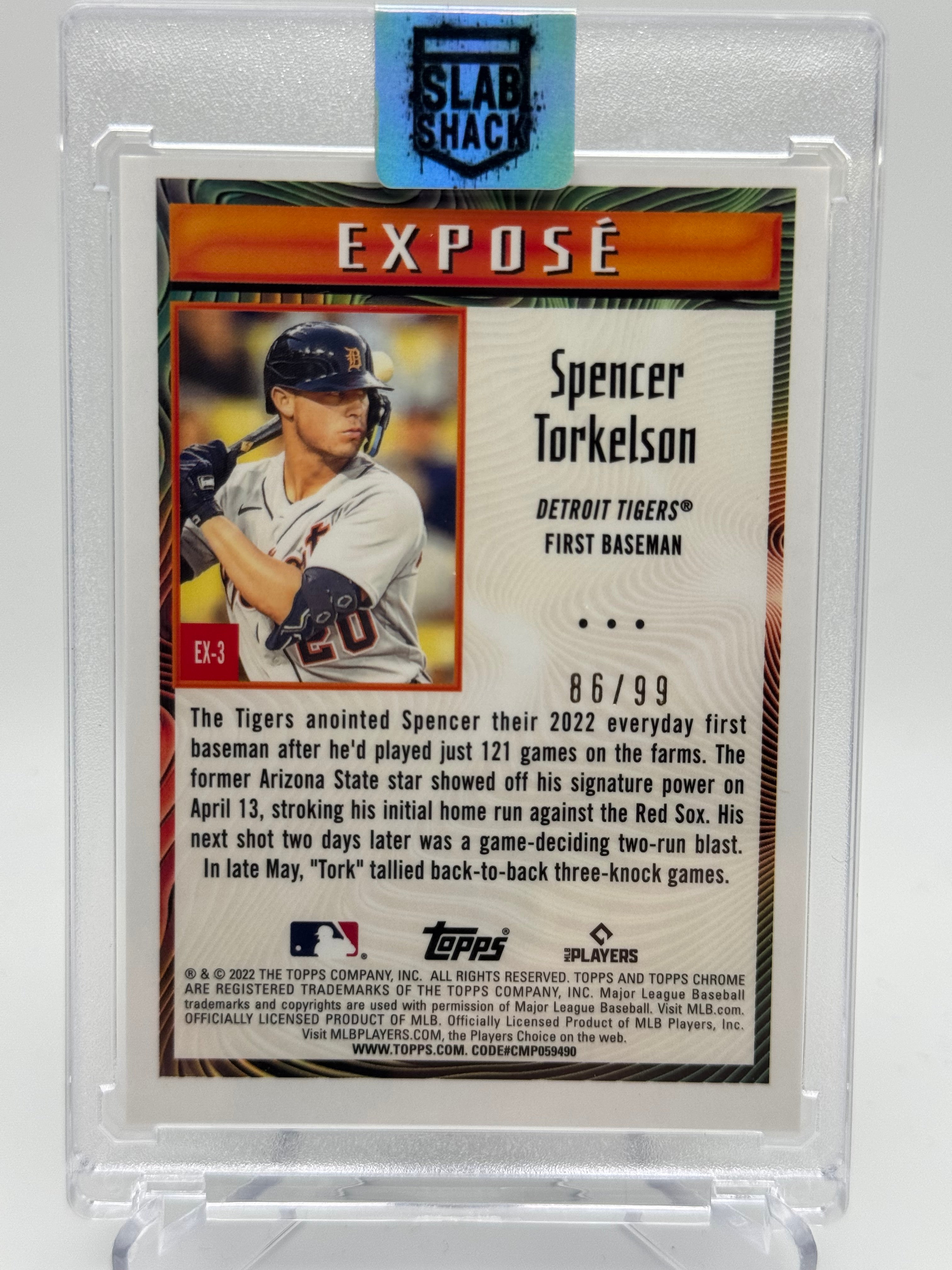 2022 TOPPS CHROME SPENCER TORKELSON EXPOSE GREEN /99 RC SP