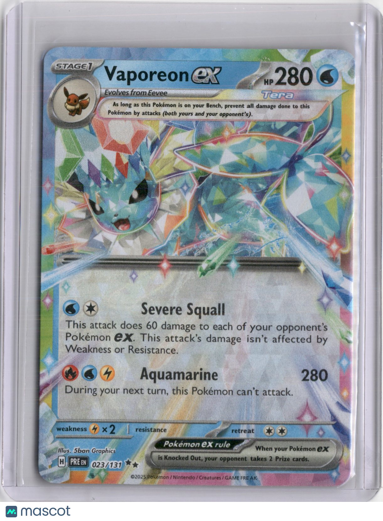 2025 PRISMATIC EVOLUTIONS VAPOREON EX (A) DOUBLE RARE #023/131