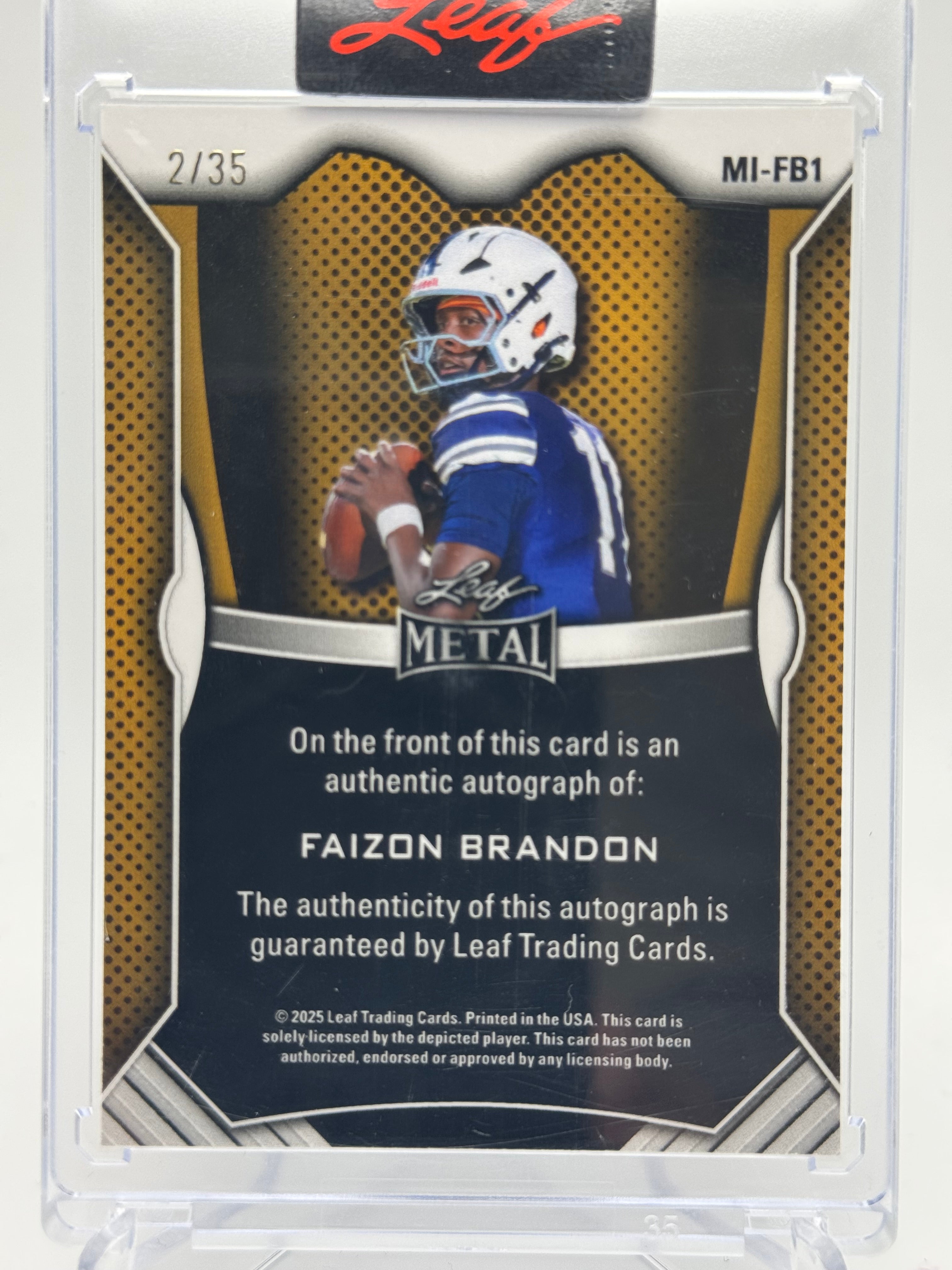 2025 LEAF FAIZON BRANDON METAL AUTOGRAPHS GREEN /35