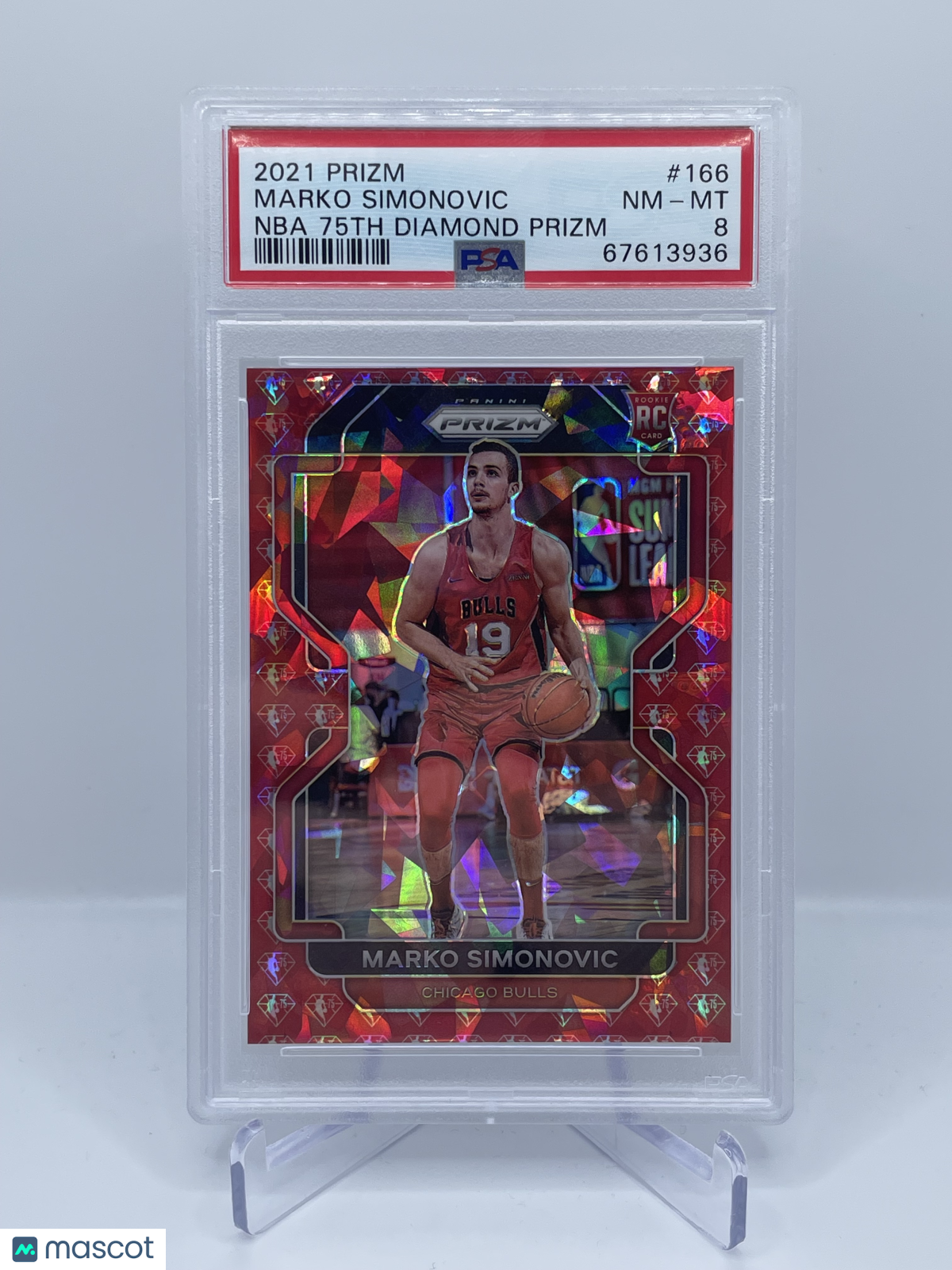 2021 Panini Prizm Marko Simonovic #166 NBA 75th Diamond RC / 75 PSA 8