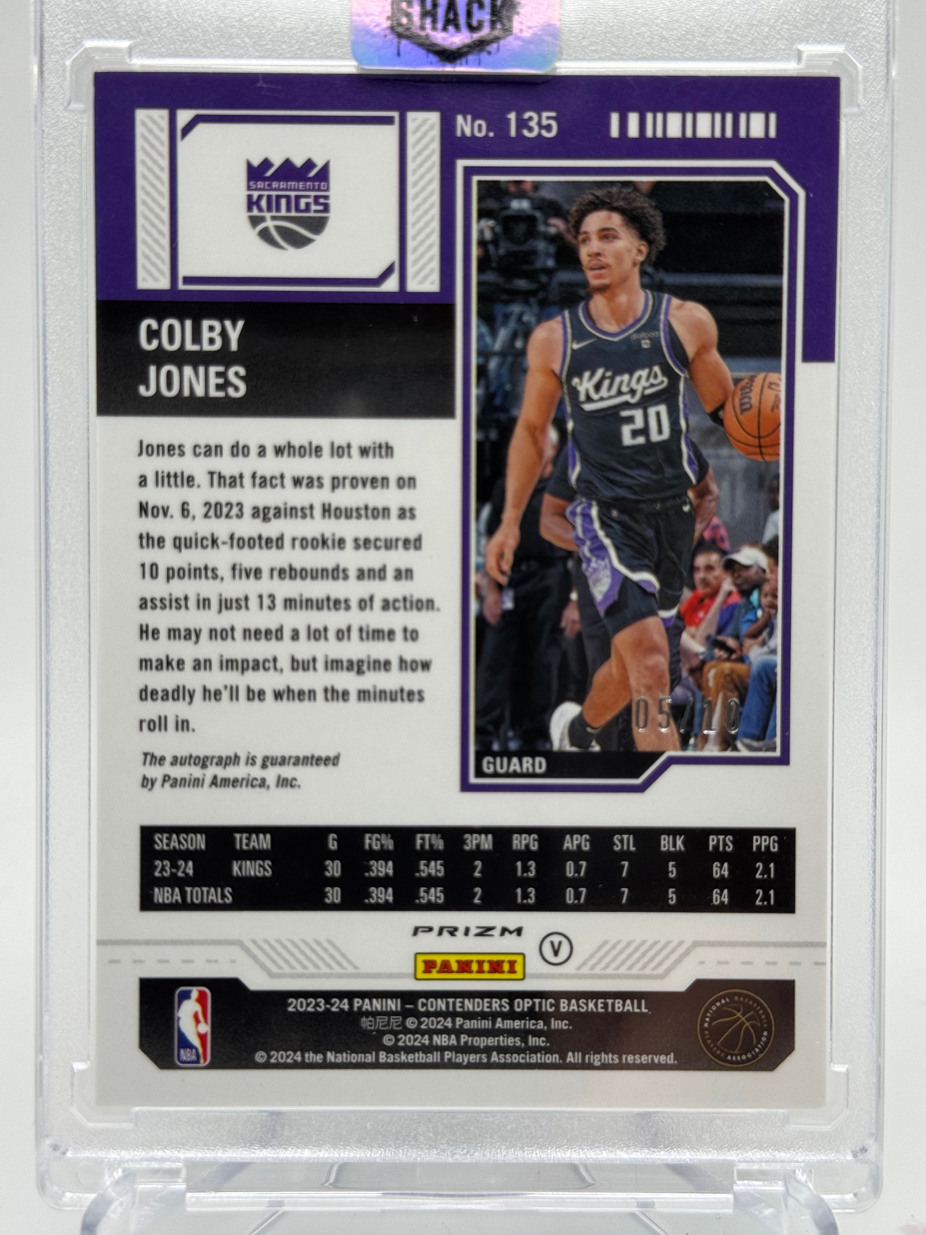 2024 PANINI CONTENDERS OPTIC COLBY JONES GOLD PRIZM ROOKIE TICKET /10 AUTO RC