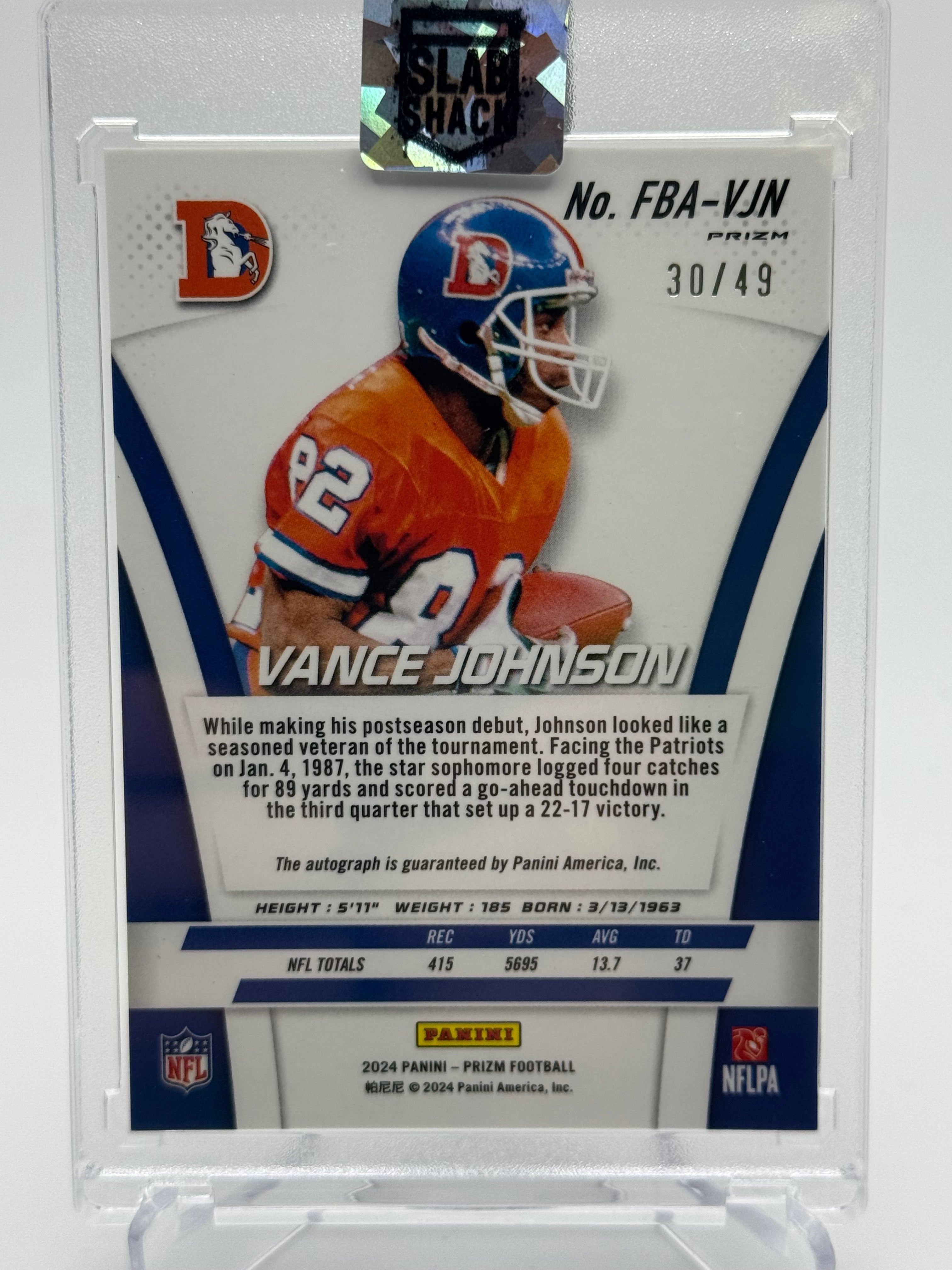 2024 PRIZM VANCE JOHNSON PURPLE POWER AUTO /49