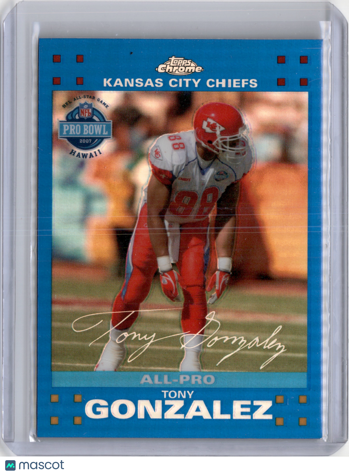 2007 Topps Chrome Tony Gonzalez Blue Refractor Pro Bowl