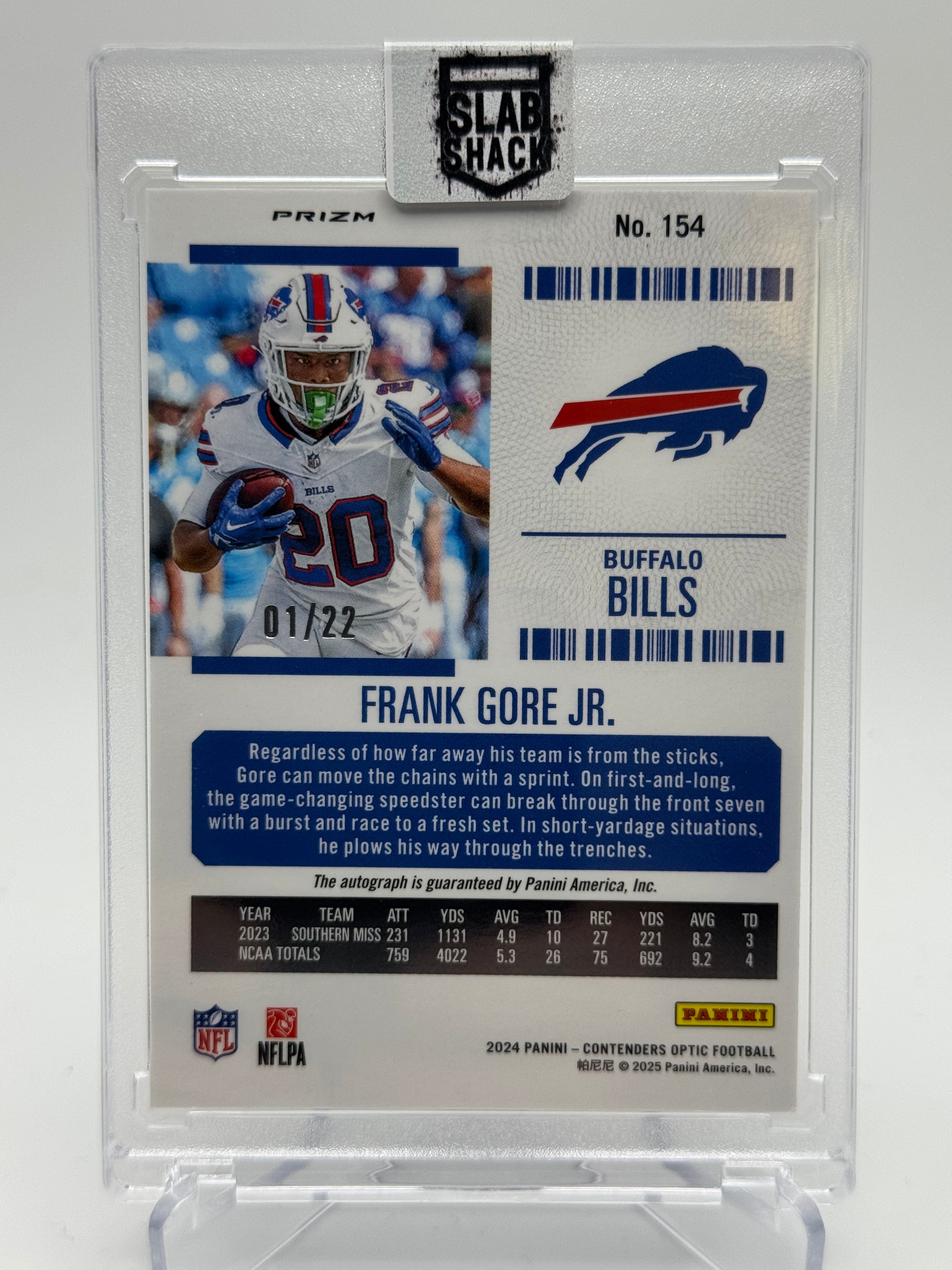 2024 CONTENDERS OPTIC FRANK GORE JR CRACKED ICE AUTO /22