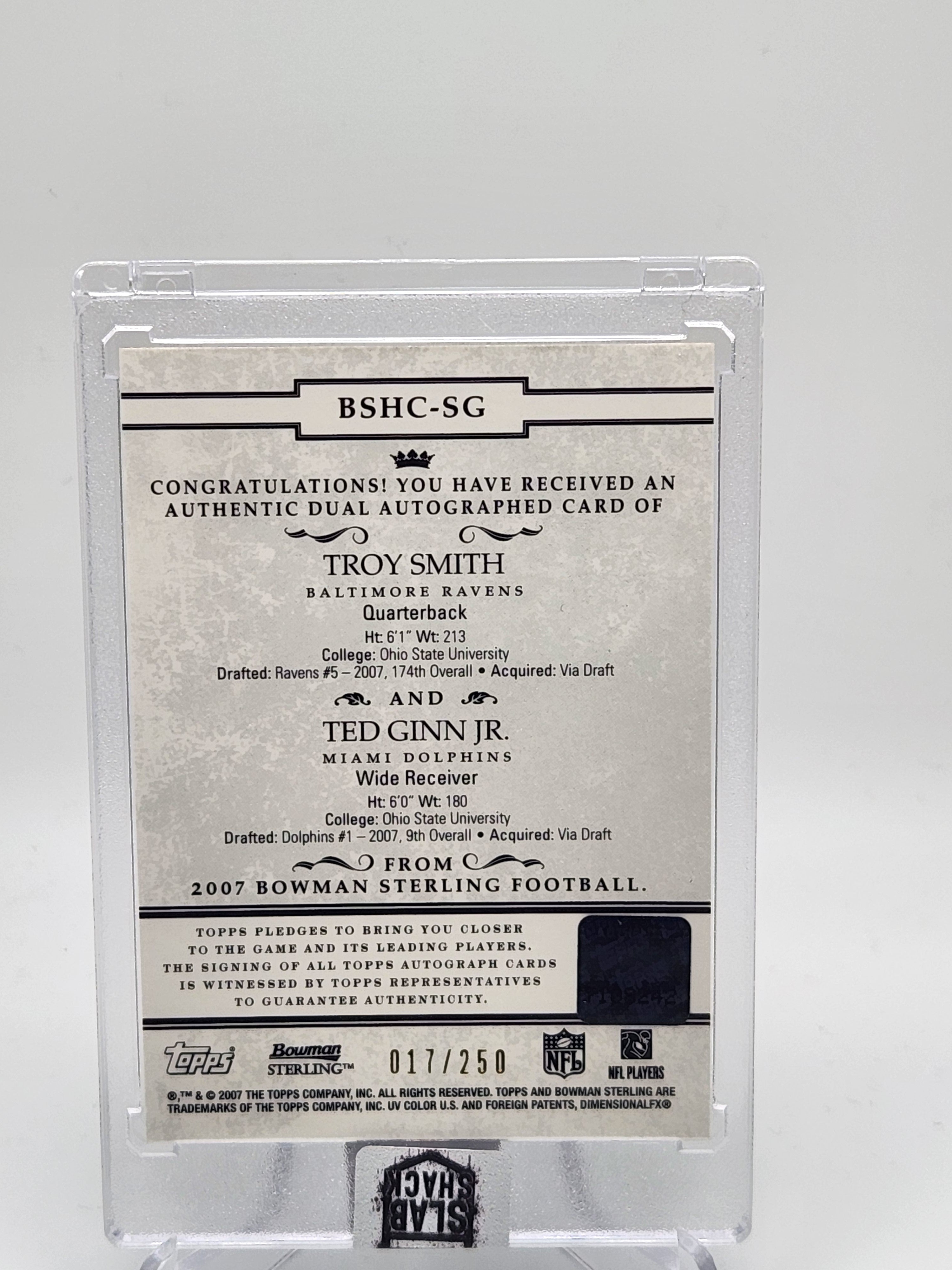 2007 BOWMAN STERLING STEVE SMITH / TED GINN JR DUAL AUTO /250