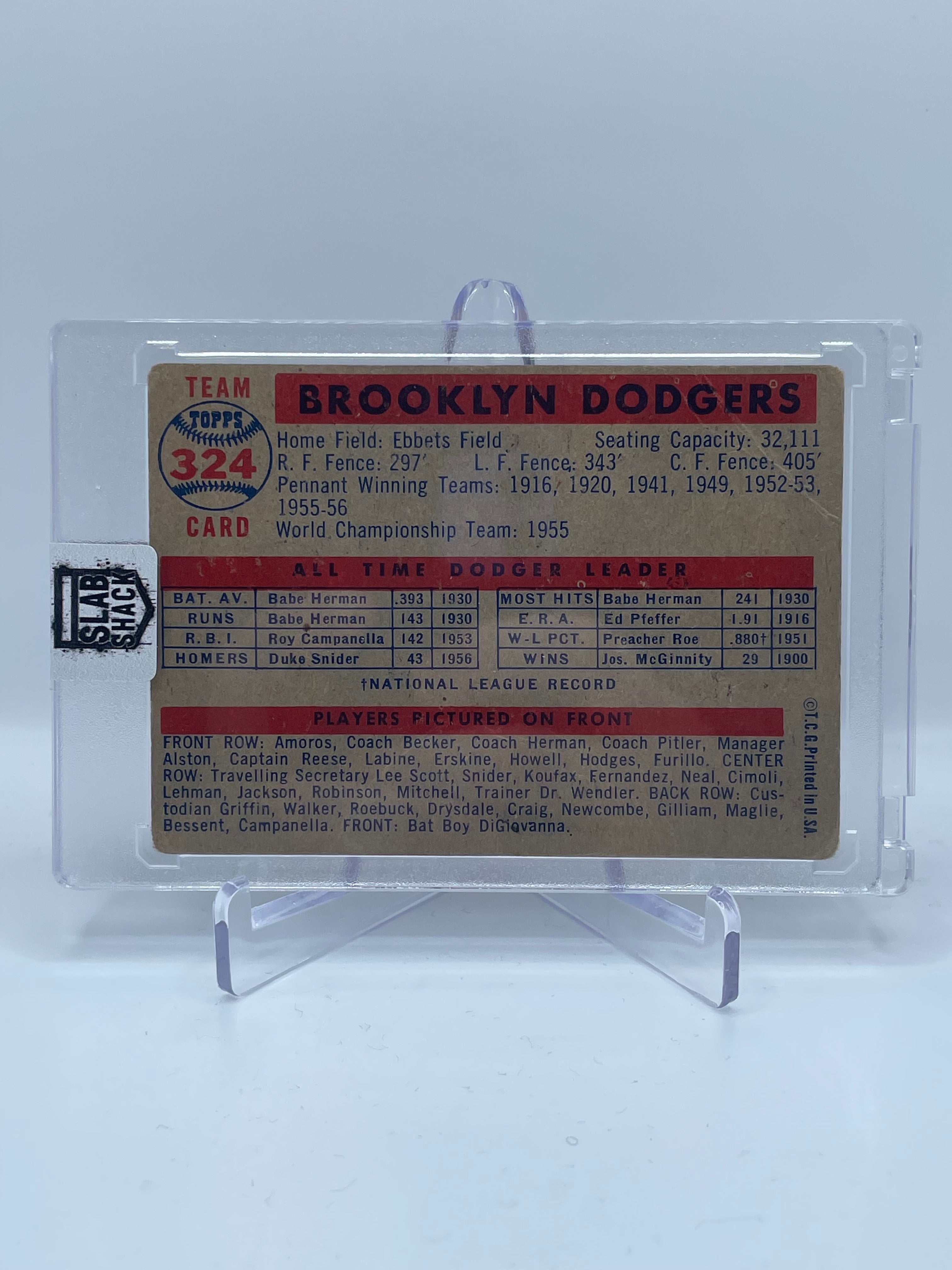 1957 TOPPS BROOKLYN DODGERS #324