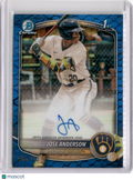2025 BOWMAN CHROME JOSE ANDERSON  1ST BOWMAN AUTO BLUE REPTILIAN REF /150