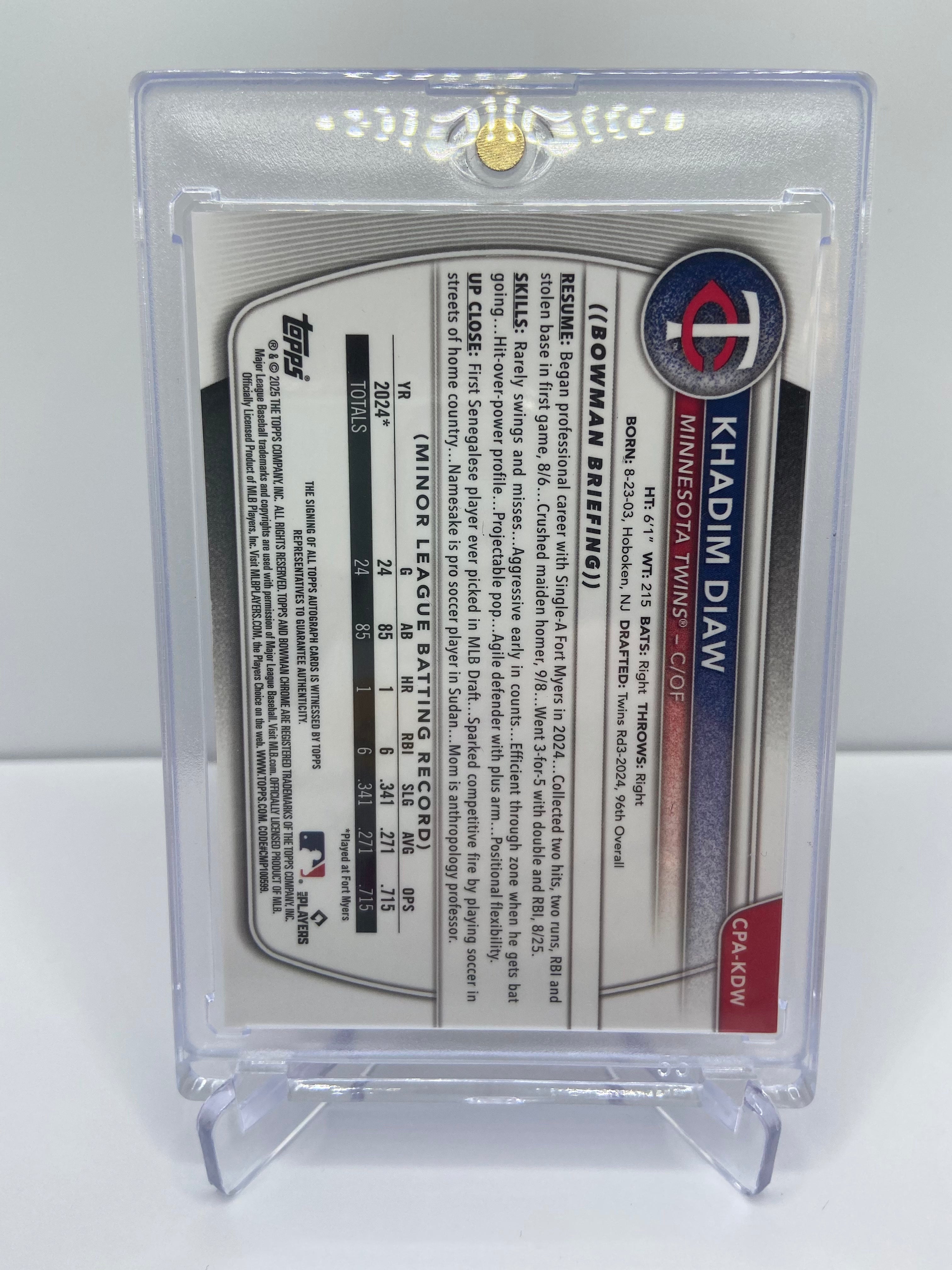 2025 BOWMAN KHADIM DIAW ORANGE WAVE 17/25 1ST CHROME PROSPECT AUTO RC