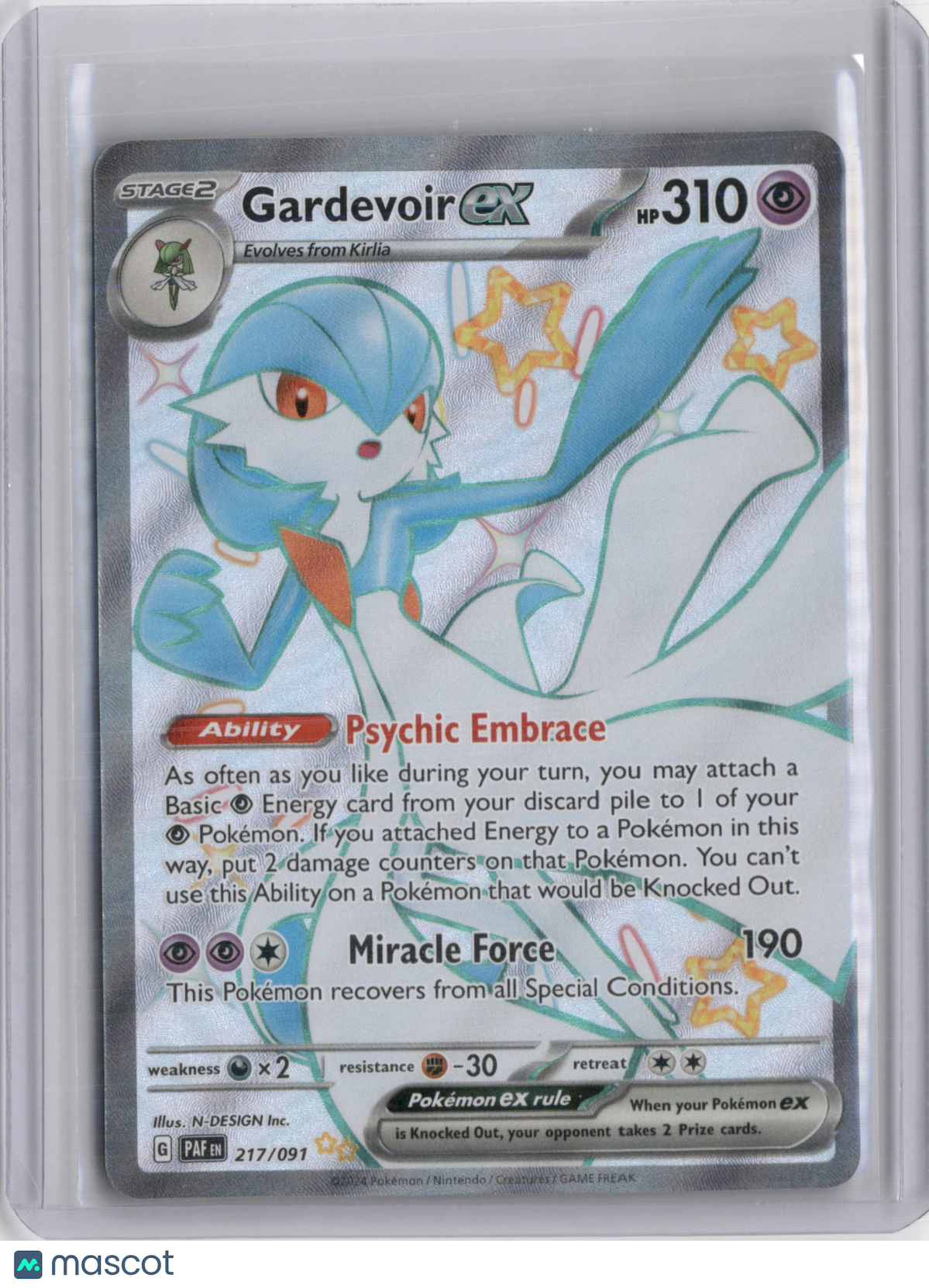 2024 PALDEAN FATES GARDEVOIR EX SHINY ULTRA RARE #217/091