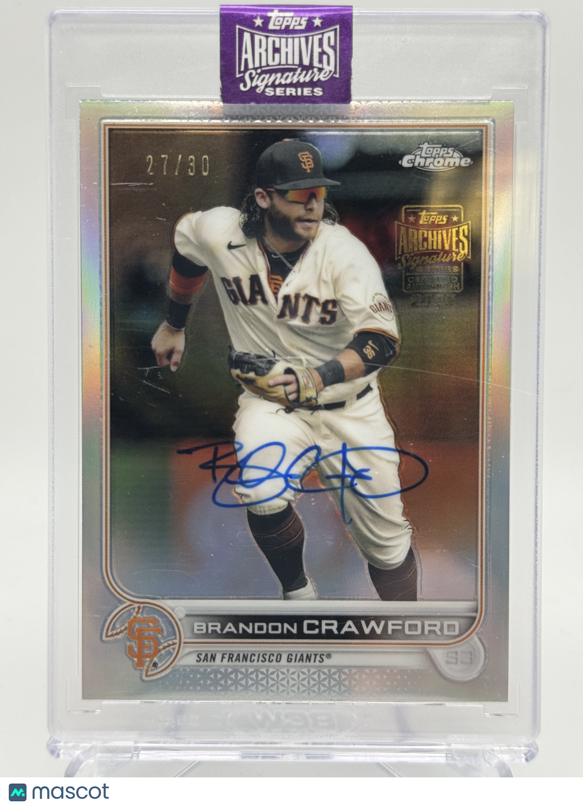 2025 TOPPS ARCHIVES SIGNATURE SERIES BRANDON CRAWFORD AUTO /30 TOPPS CHROME REFRACTOR