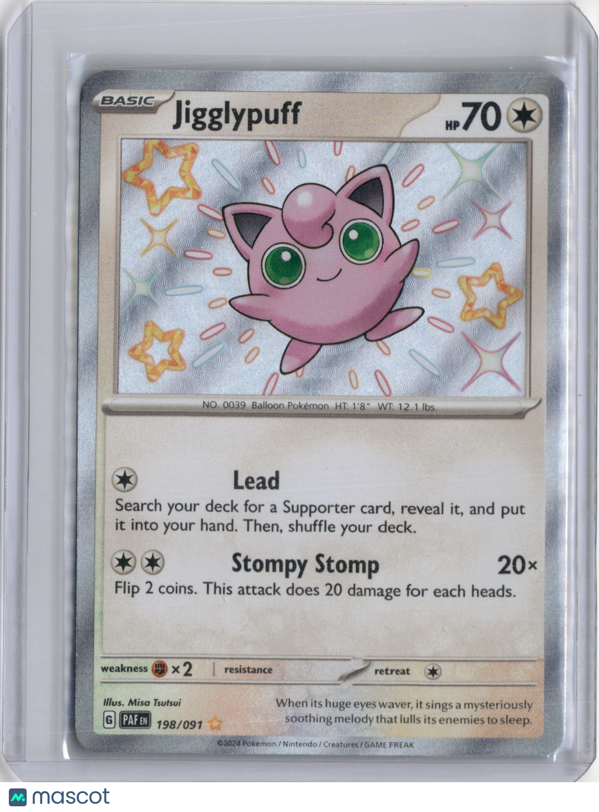 2024 PALDEAN FATES JIGGLYPUFF SHINY RARE #198/091