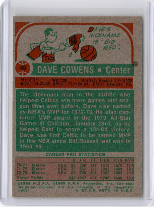 1969 DAVE COWENS NBA ALL-STARS