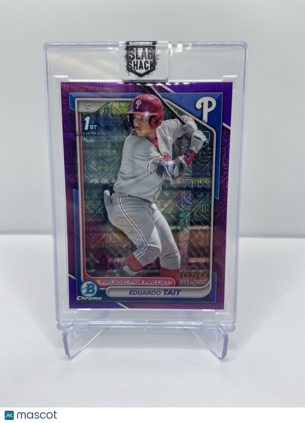 2025 BOWMAN MEGA BOX EDUARDO TAIT 1ST CHROME PROSPECT PURPLE MOJO REFRACTOR /250