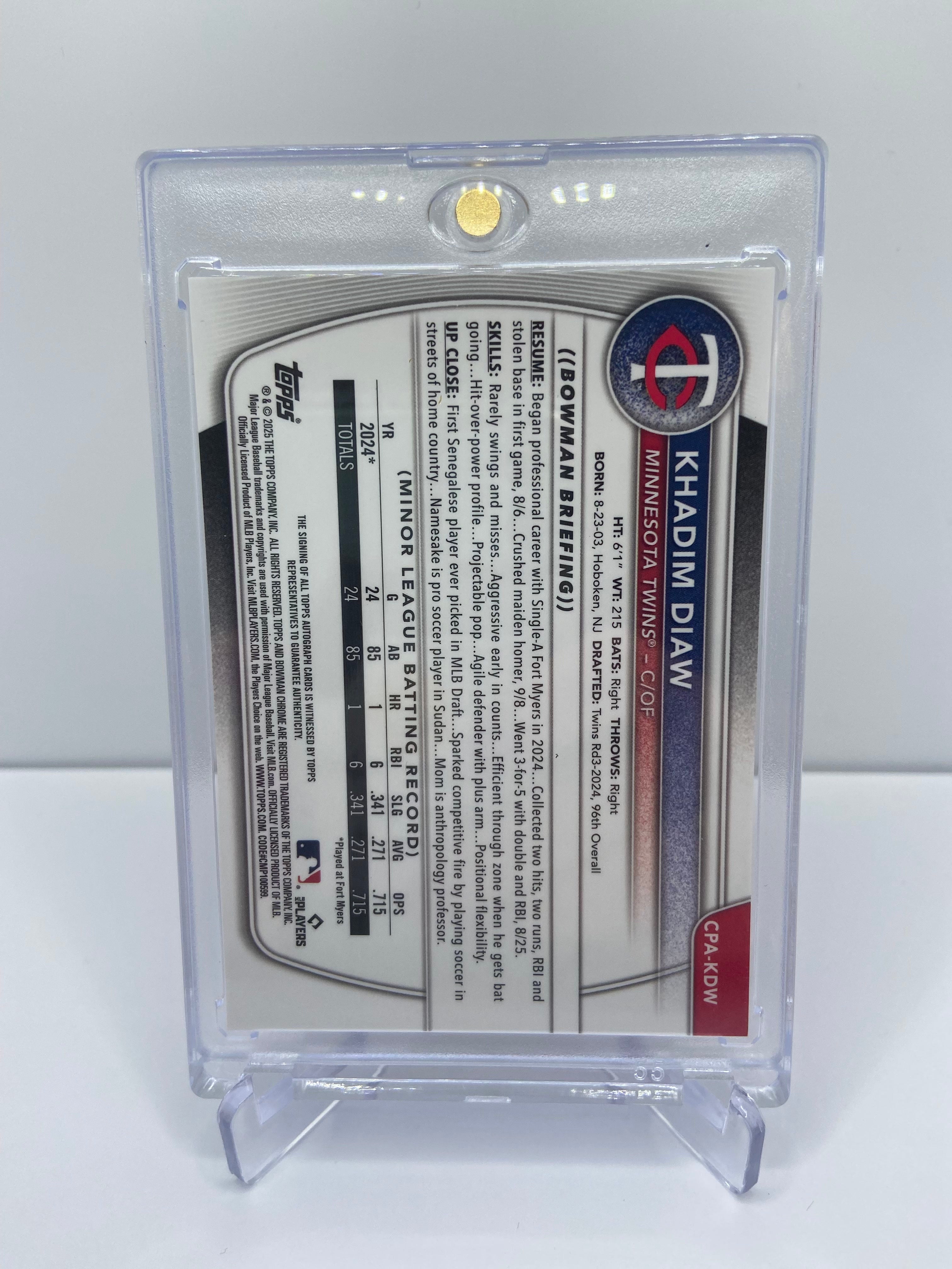 2025 BOWMAN KHADIM DIAW ORANGE WAVE 12/25 1ST CHROME PROSPECT AUTO RC