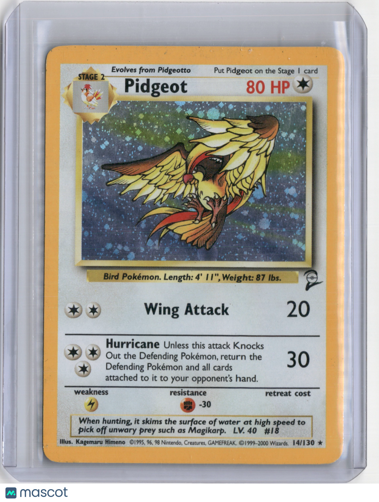 2000 BASE SET 2 PIDGEOT HOLO RARE #14/130