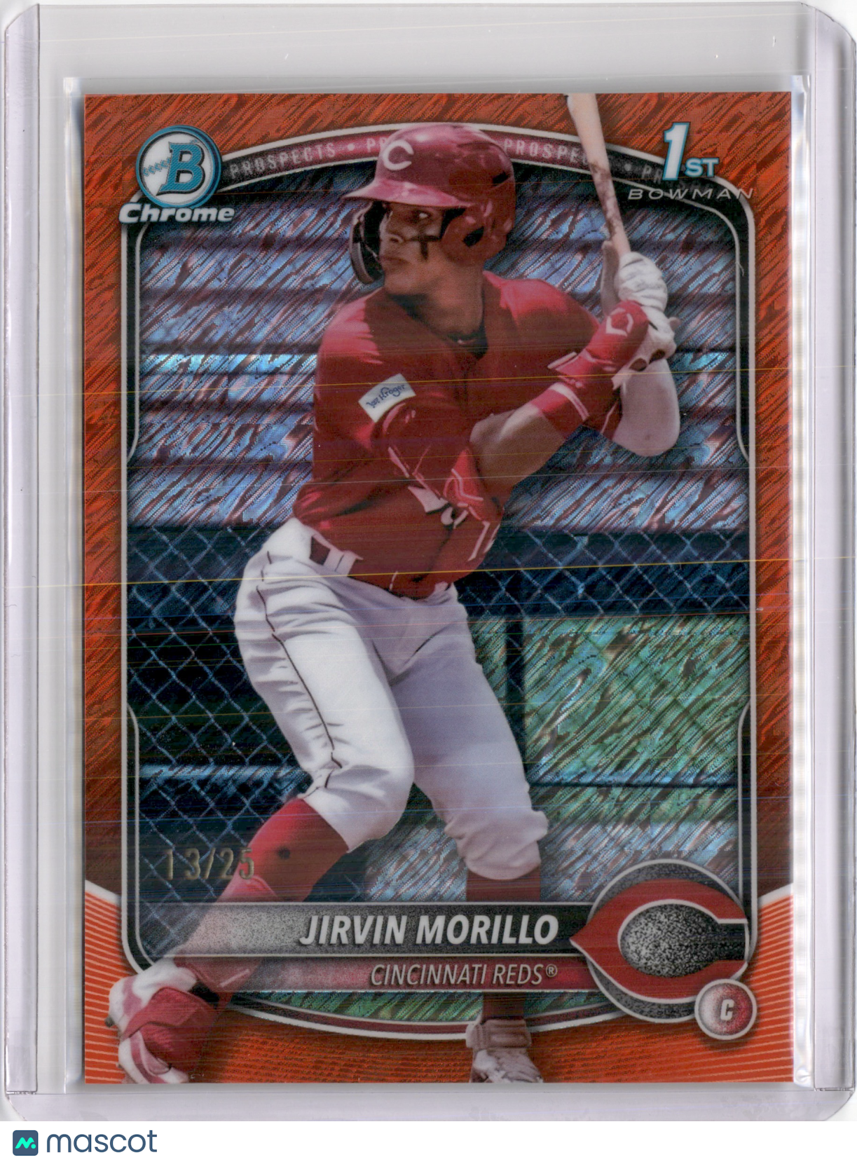 2025 BOWMAN CHROME JIRVIN MORILLO 1ST BOWMAN ORANGE SHIMMER REFRACTOR /25