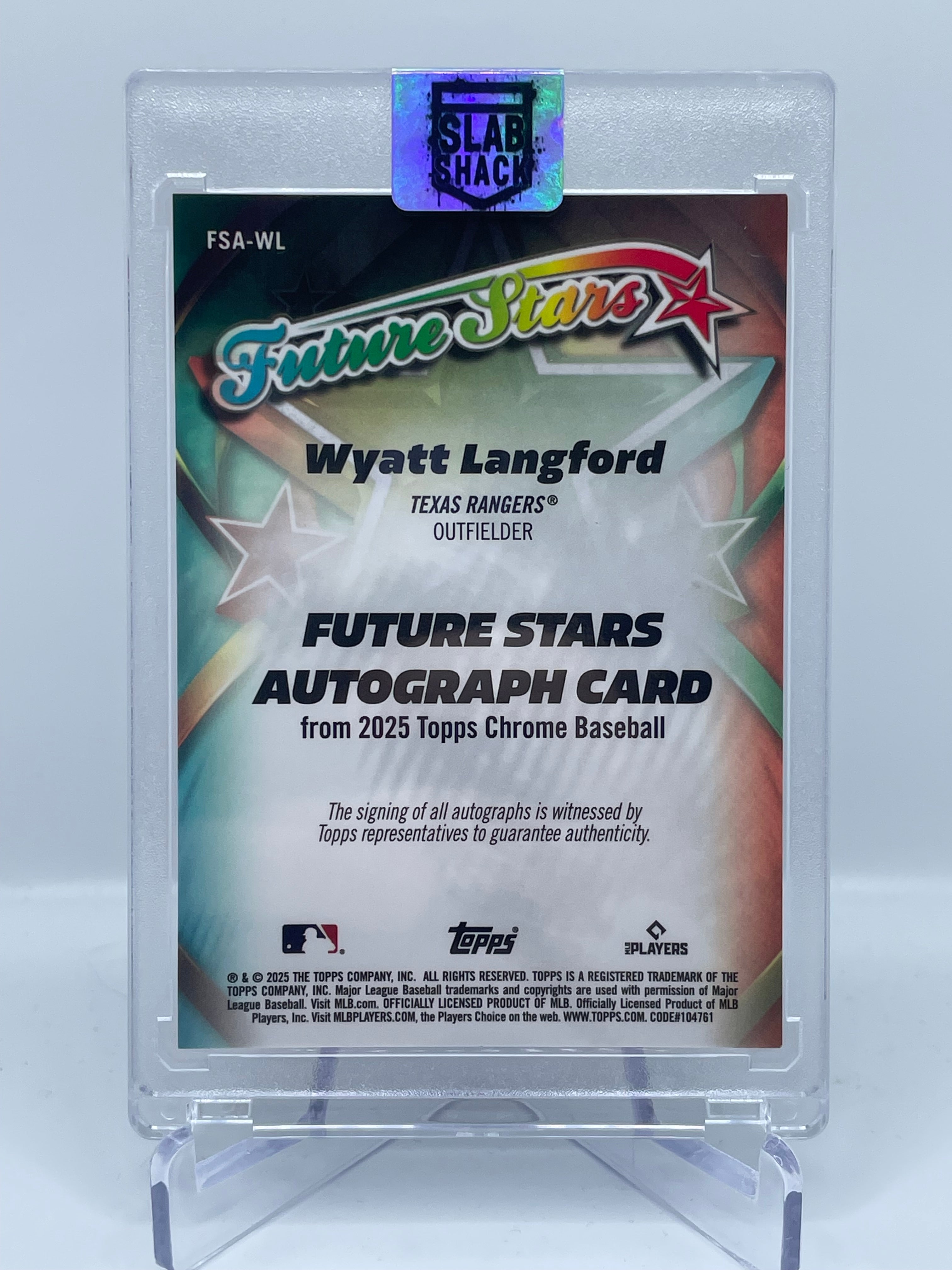 2025 TOPPS CHROME WYATT LANGFORD FUTURE STARS AUTO /99