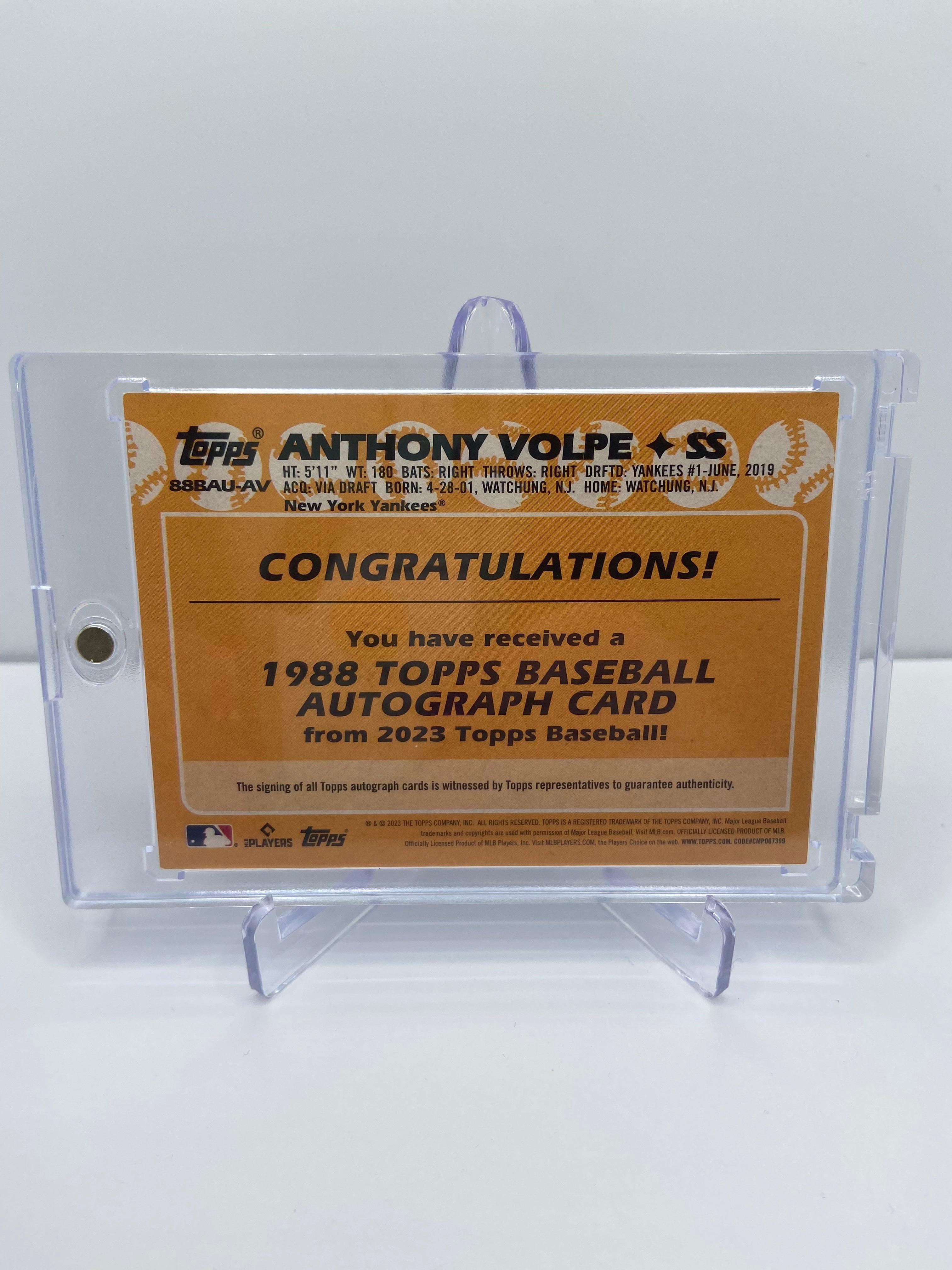 2023 TOPPS ANTHONY VOLPE 1988 AUTO RC ROOKIE YANKEES