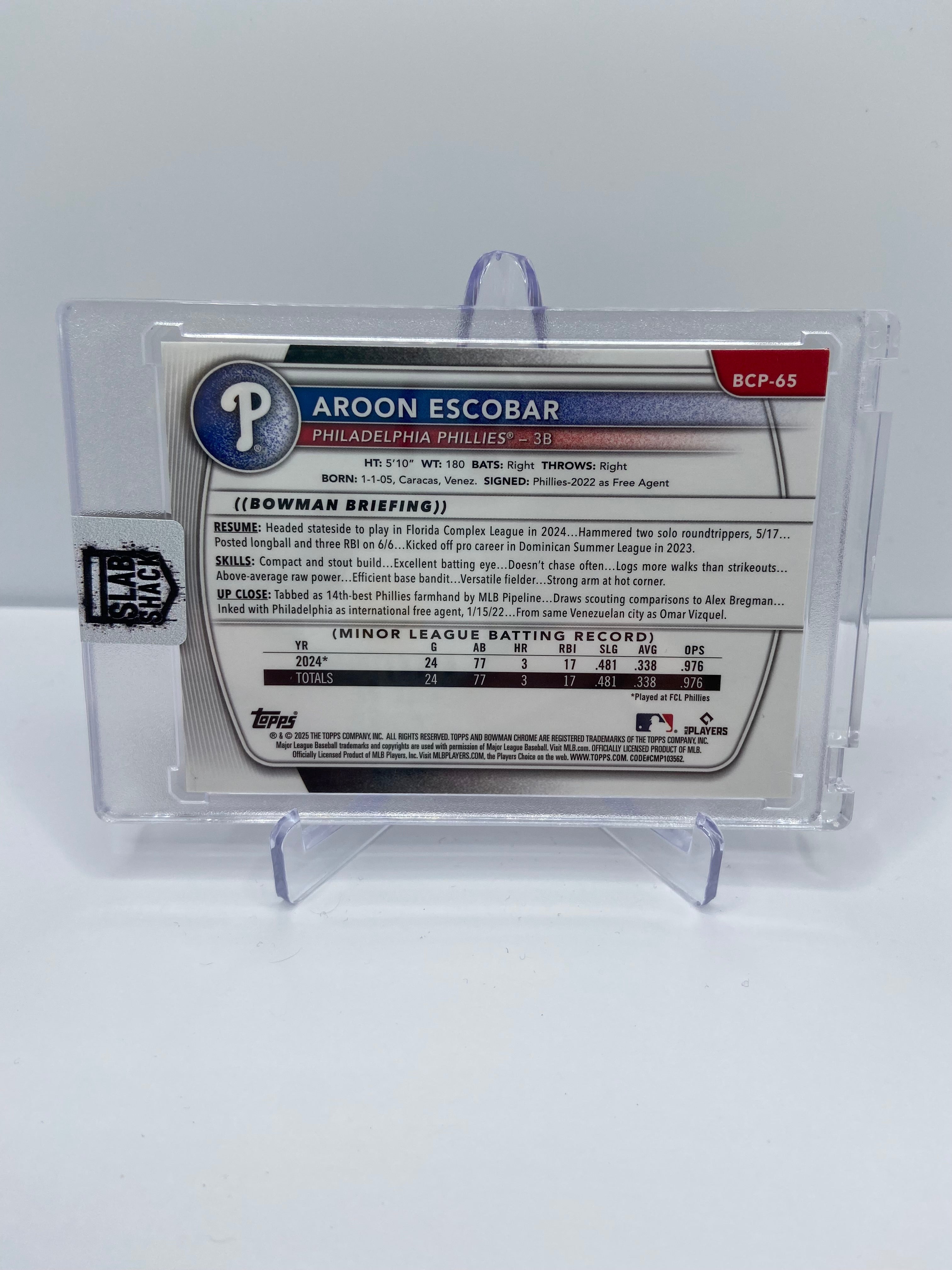 2025 BOWMAN MEGA BOX AROON ESCOBAR 1ST CHROME PROSPECT FUCHSIA REFRACTOR /199 RC
