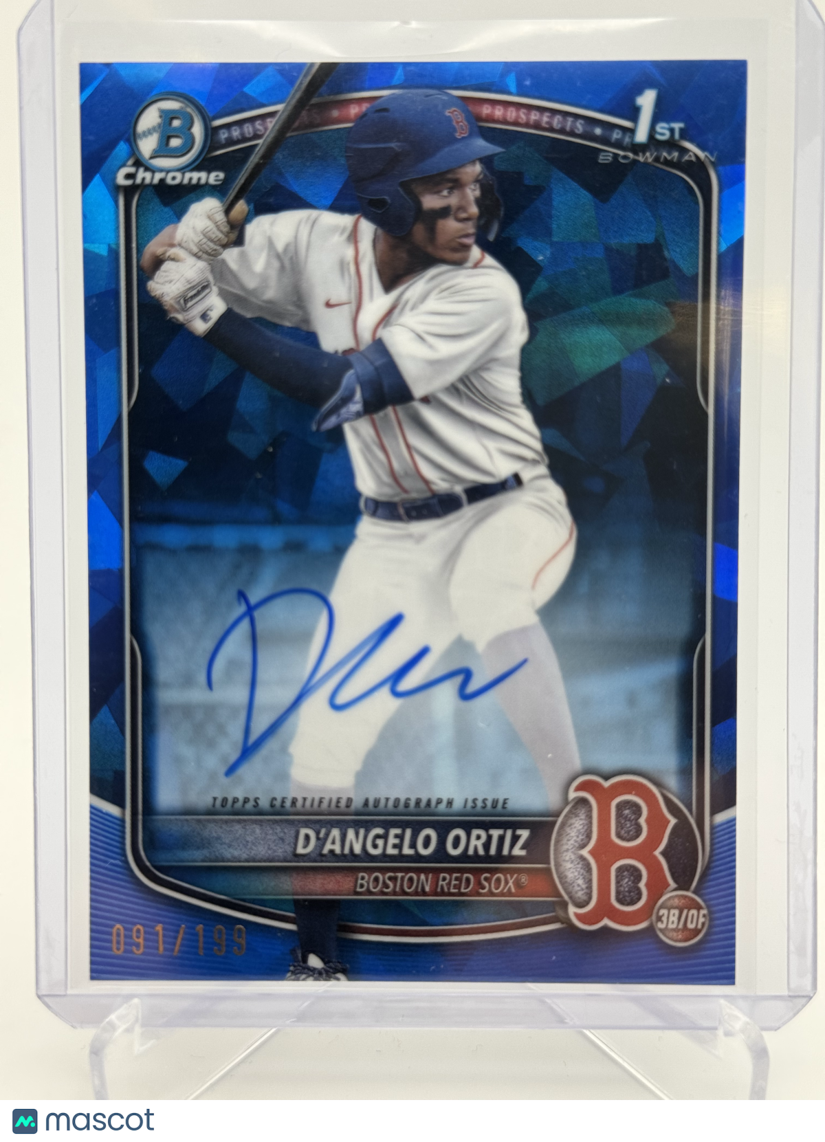 2025 BOWMAN D'ANGELO ORTIZ 1ST CHROME PROSPECT AUTO SAPPHIRE REFRACTOR /199 RC