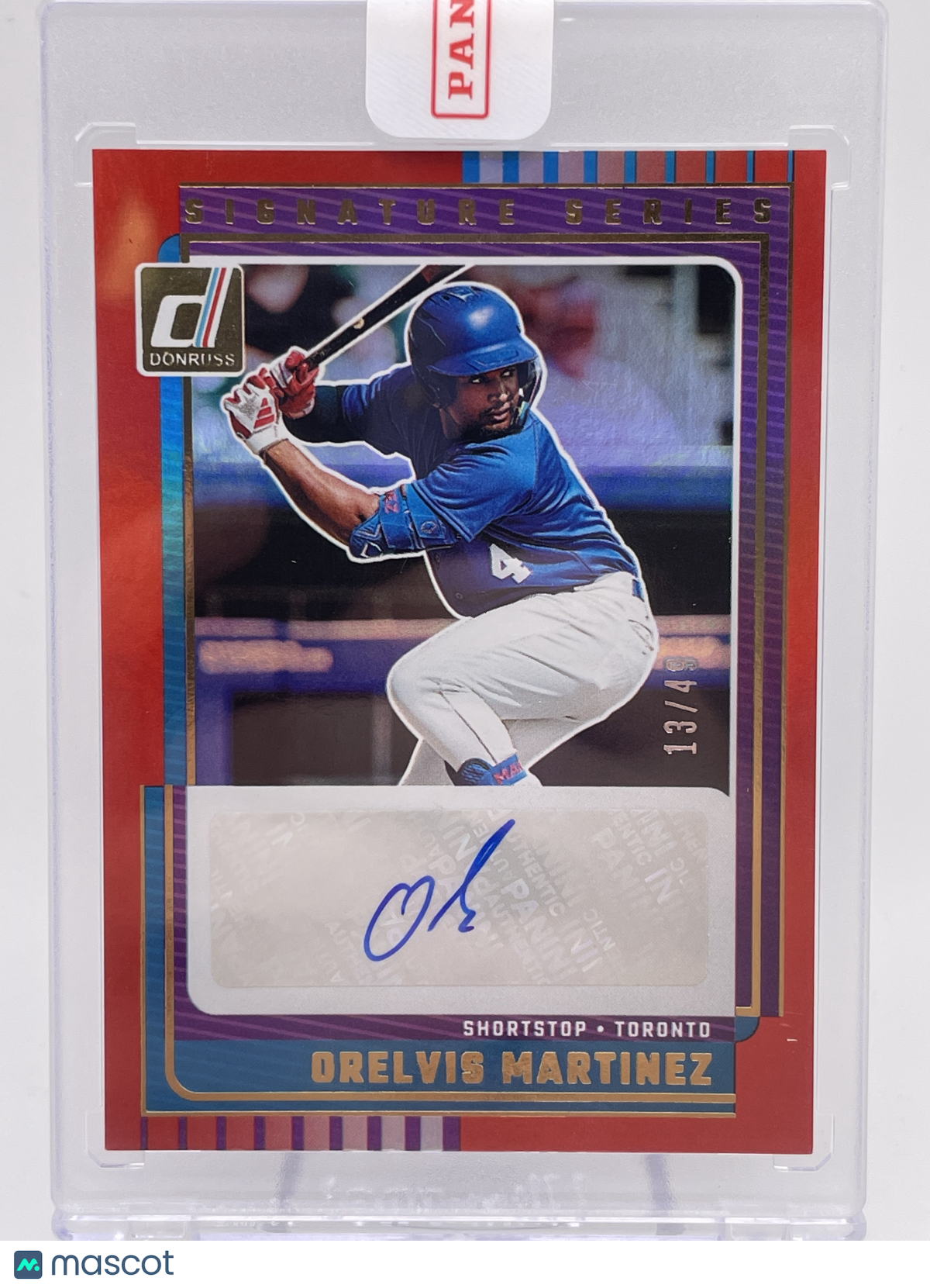 2025 PANINI DONRUSS ORELVIS MARTINEZ SIGNATURE SERIES AUTO RED /49 RC ROOKIE