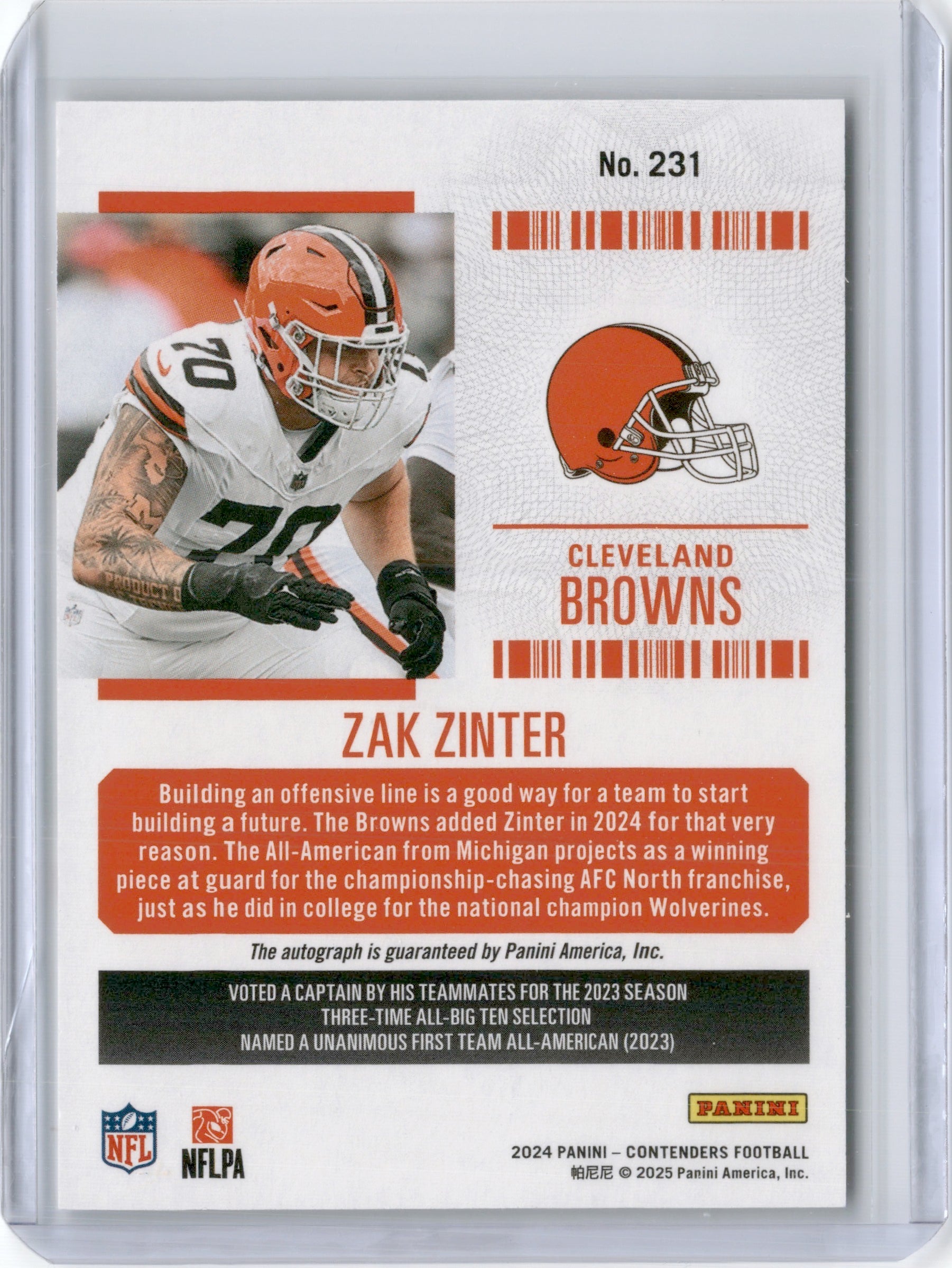 2024 ZAK ZINTER CONTENDERS ROOKIE TICKET AUTO RC