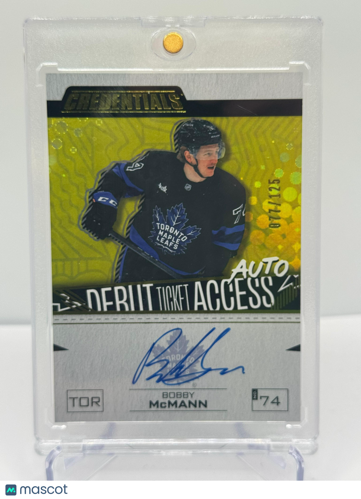 2023 UPPER DECK CREDENTIALS BOBBY MCMANN DEBUT TICKET ACCESS AUTO /125 RC