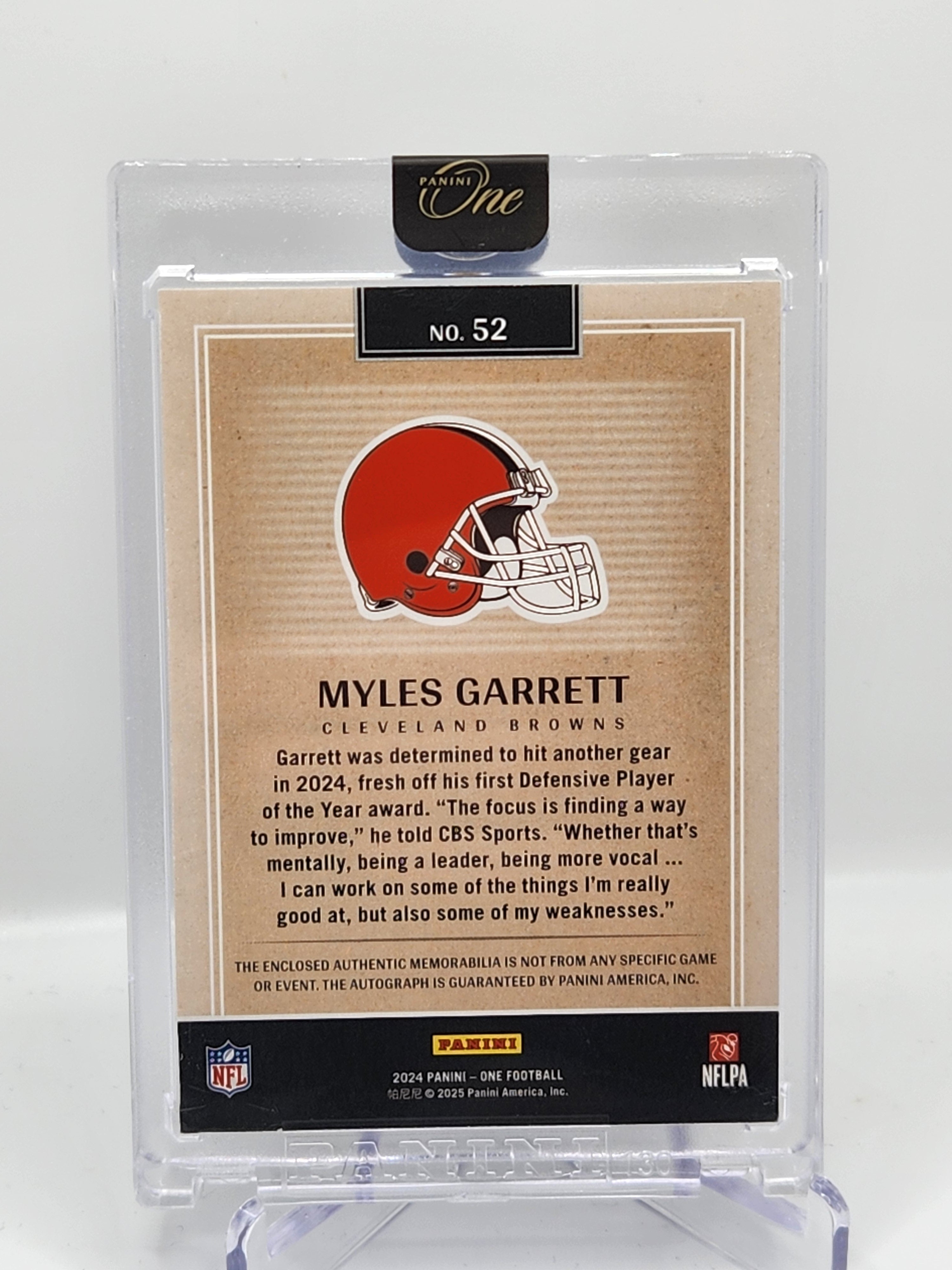2024 PANINI ONE MYLES GARRETT QUAD PATCH AUTO /5 TAG