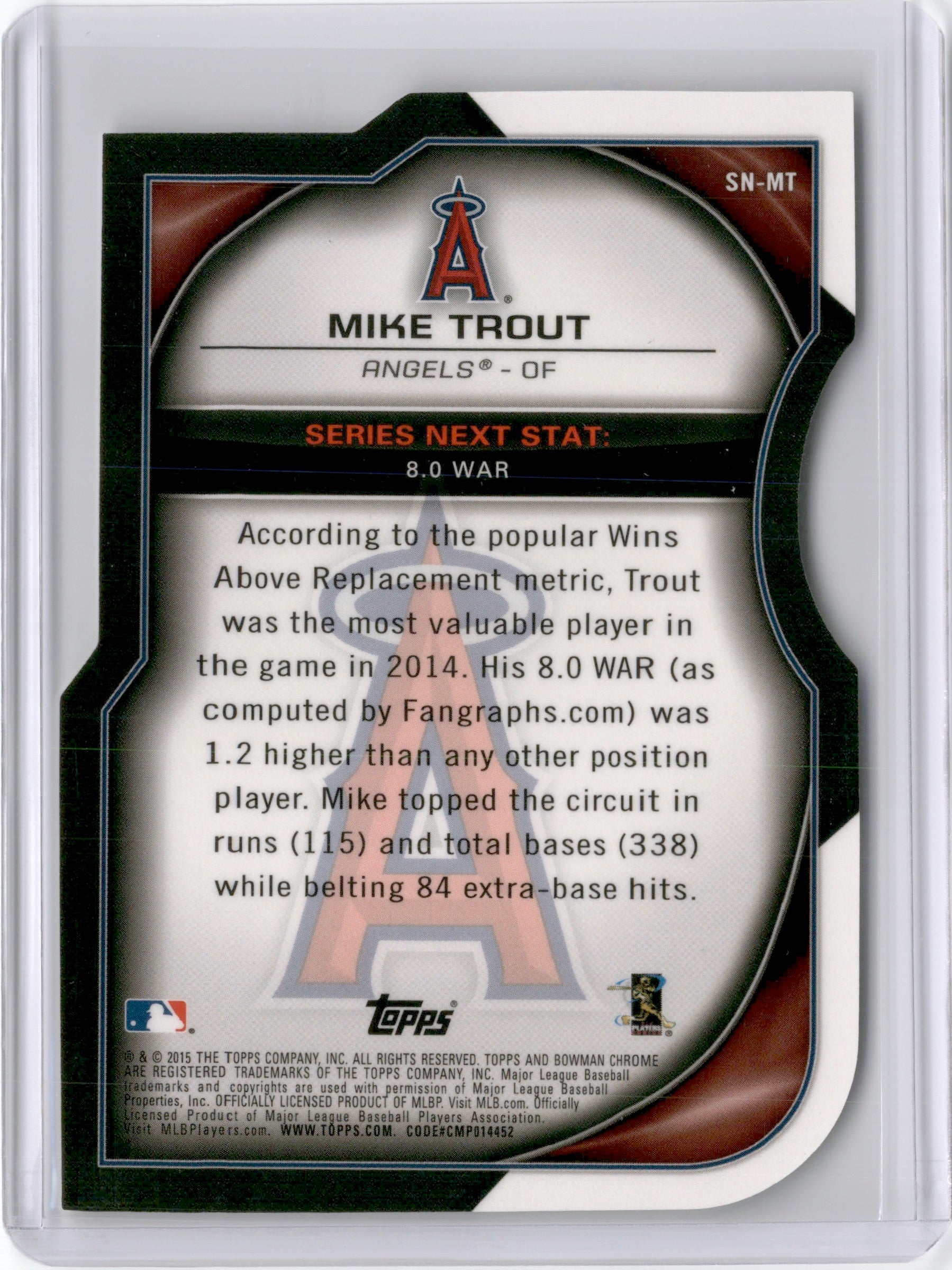 2015 BOWMAN CHROME MIKE TROUT SERIES NEXT DIE-CUT REFRACTOR