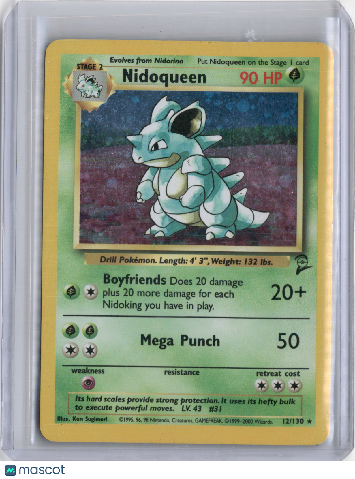 2000 BASE SET 2 NIDOQUEEN HOLO RARE #12/130