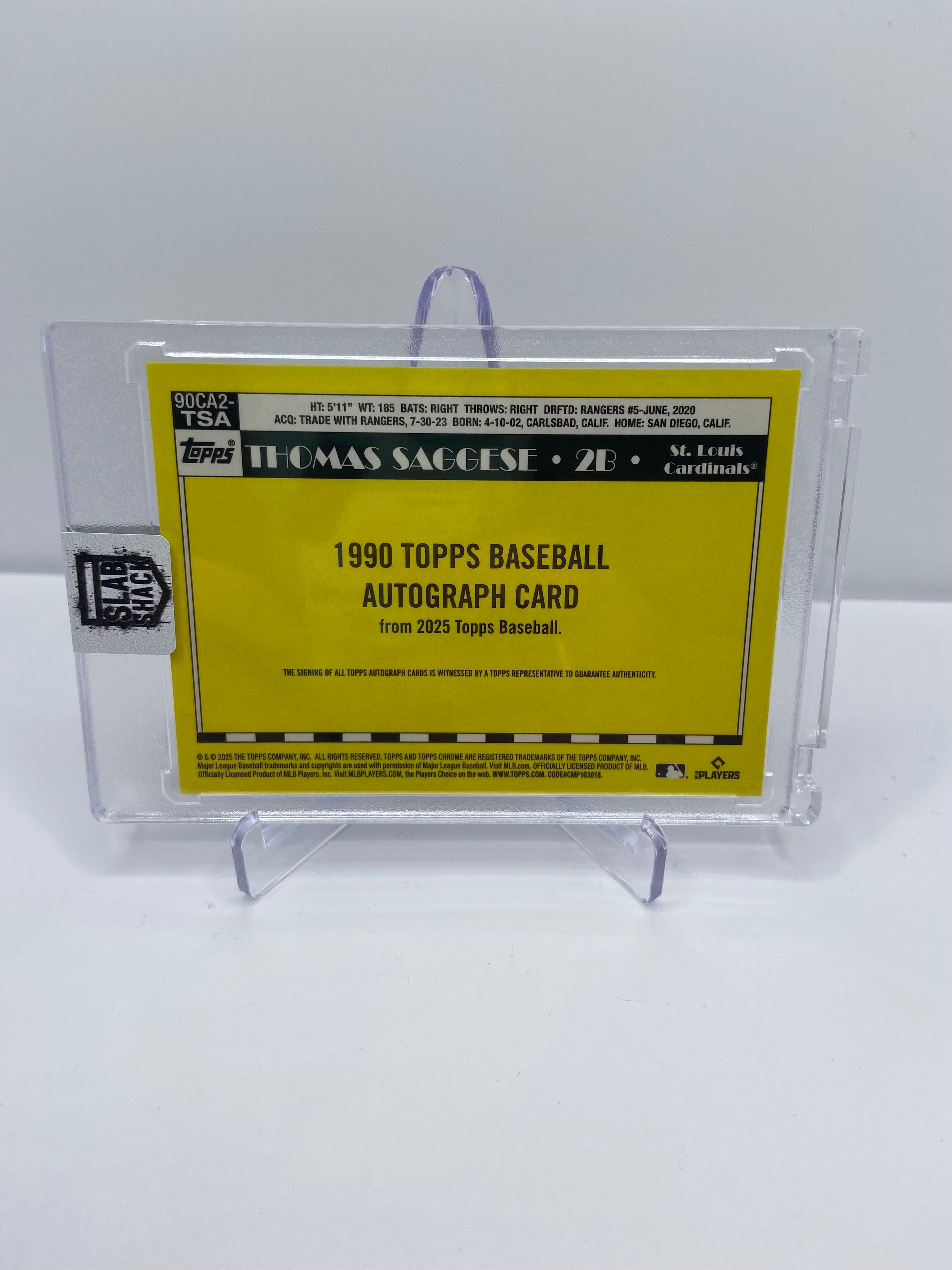 2025 TOPPS THOMAS SAGGESE 1990 AUTO ORANGE SILVER PACK REFRACTOR /25