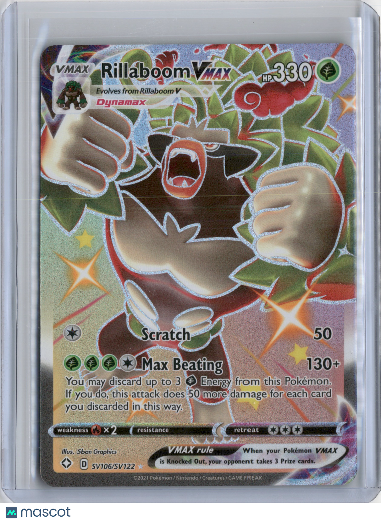 2021 SHINING FATES RILLABOOM VMAX FULL ART SHINY HOLO RARE #SV106/SV122