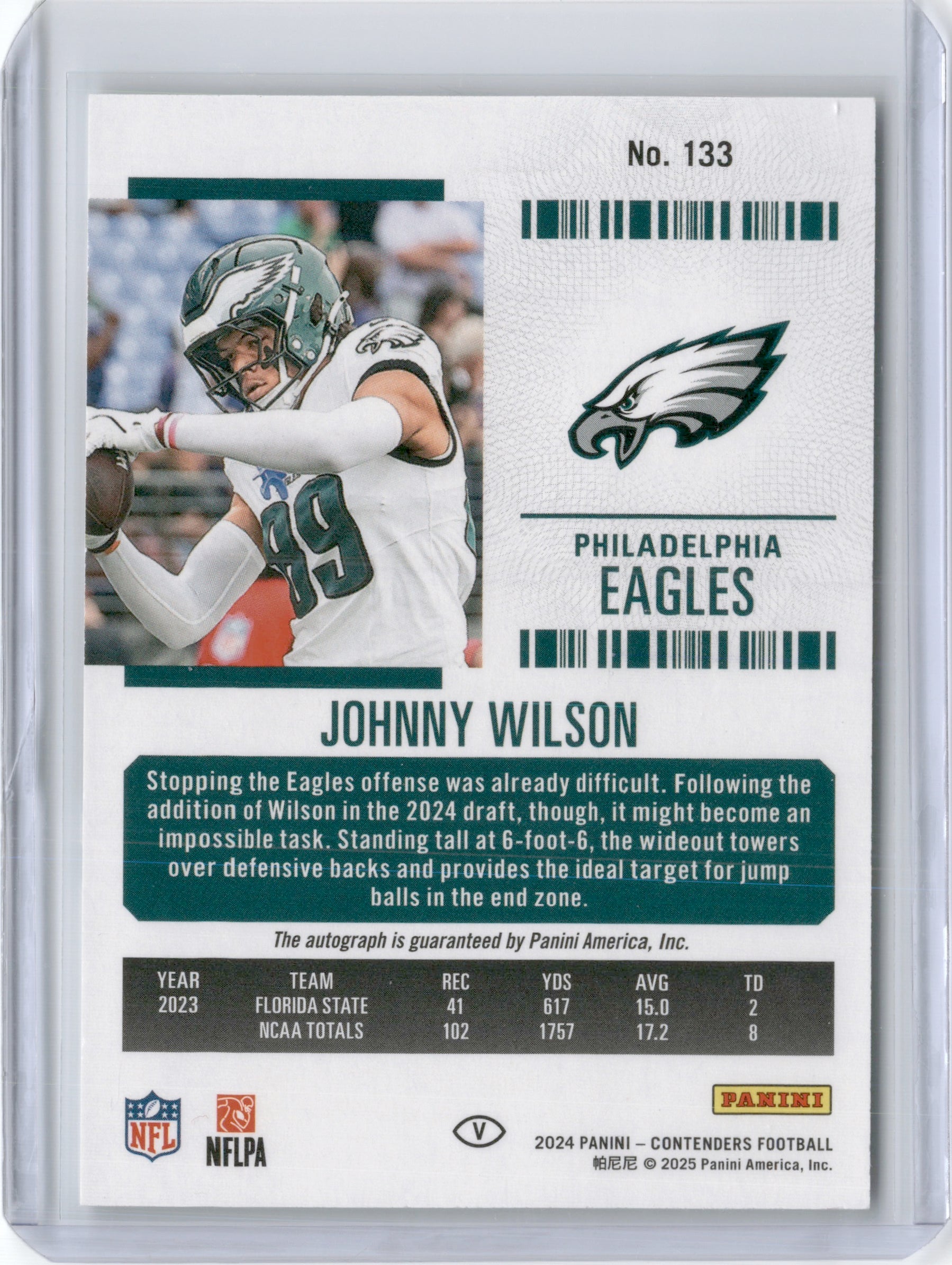 2024 JOHNNY WILSON CONTENDERS ROOKIE TICKET AUTO RC