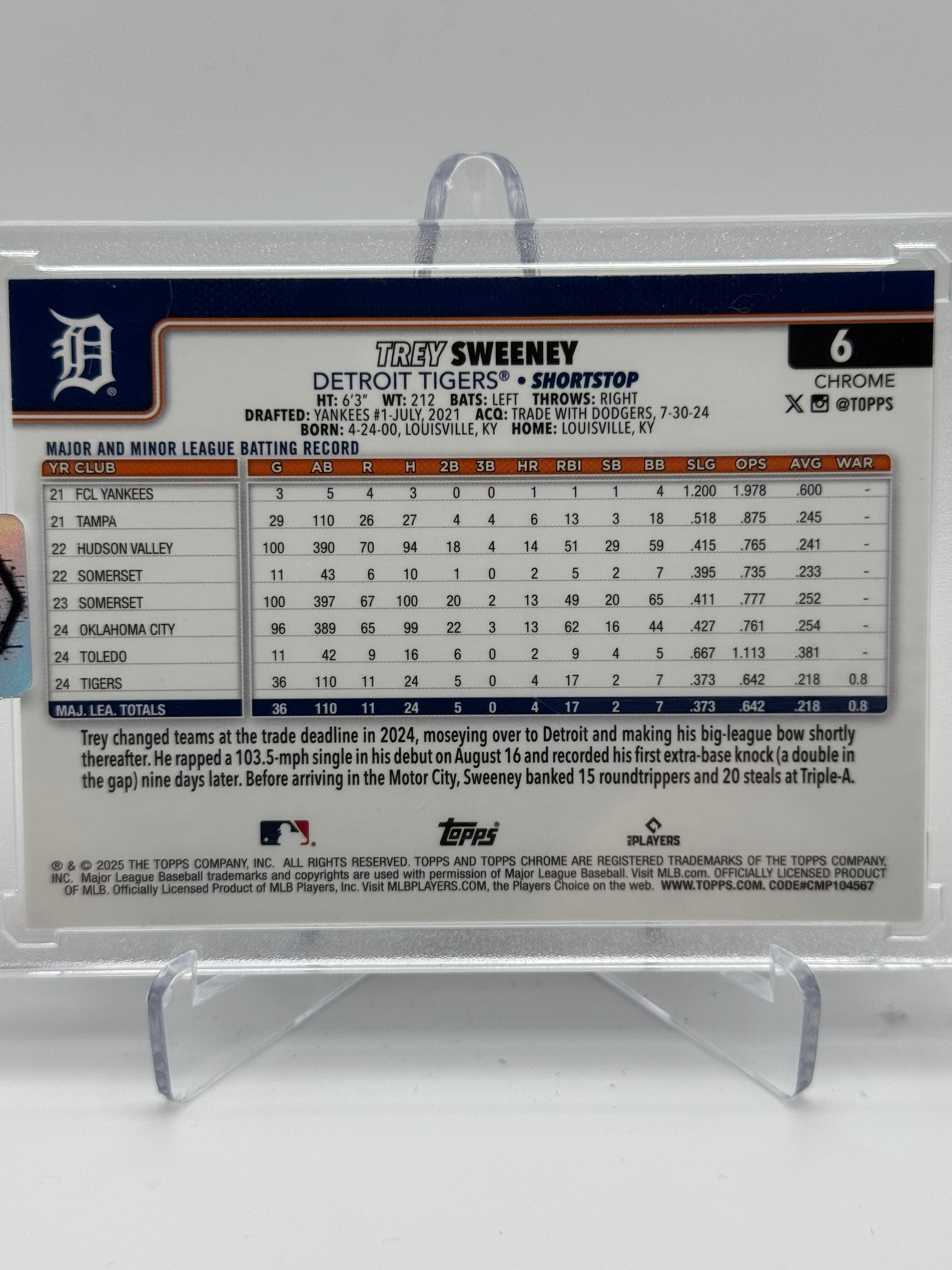 2025 TOPPS CHROME TREY SWEENEY LIGHTBOARD REFRACTOR RC SP